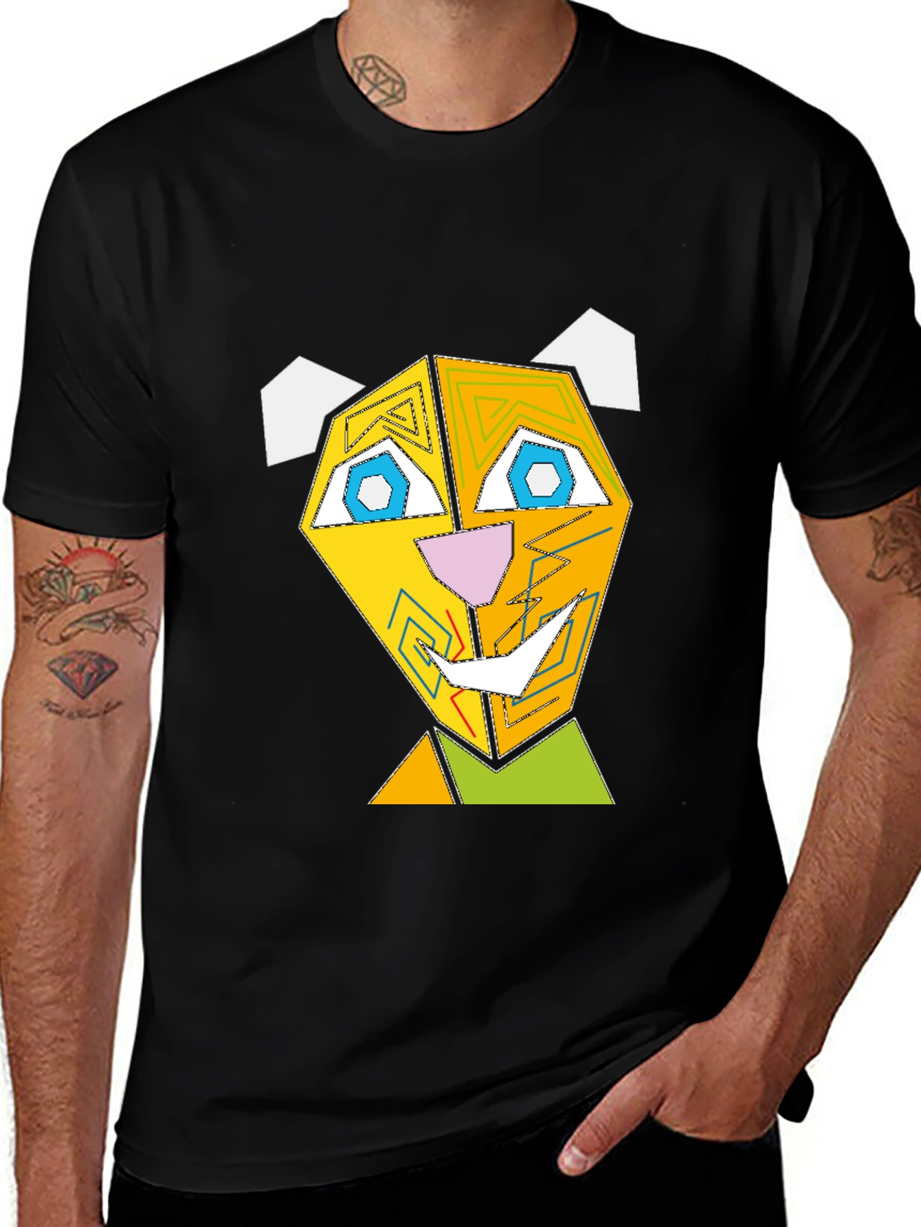 Variant 28 of Geometric Animal Face Graphic T-Shirt