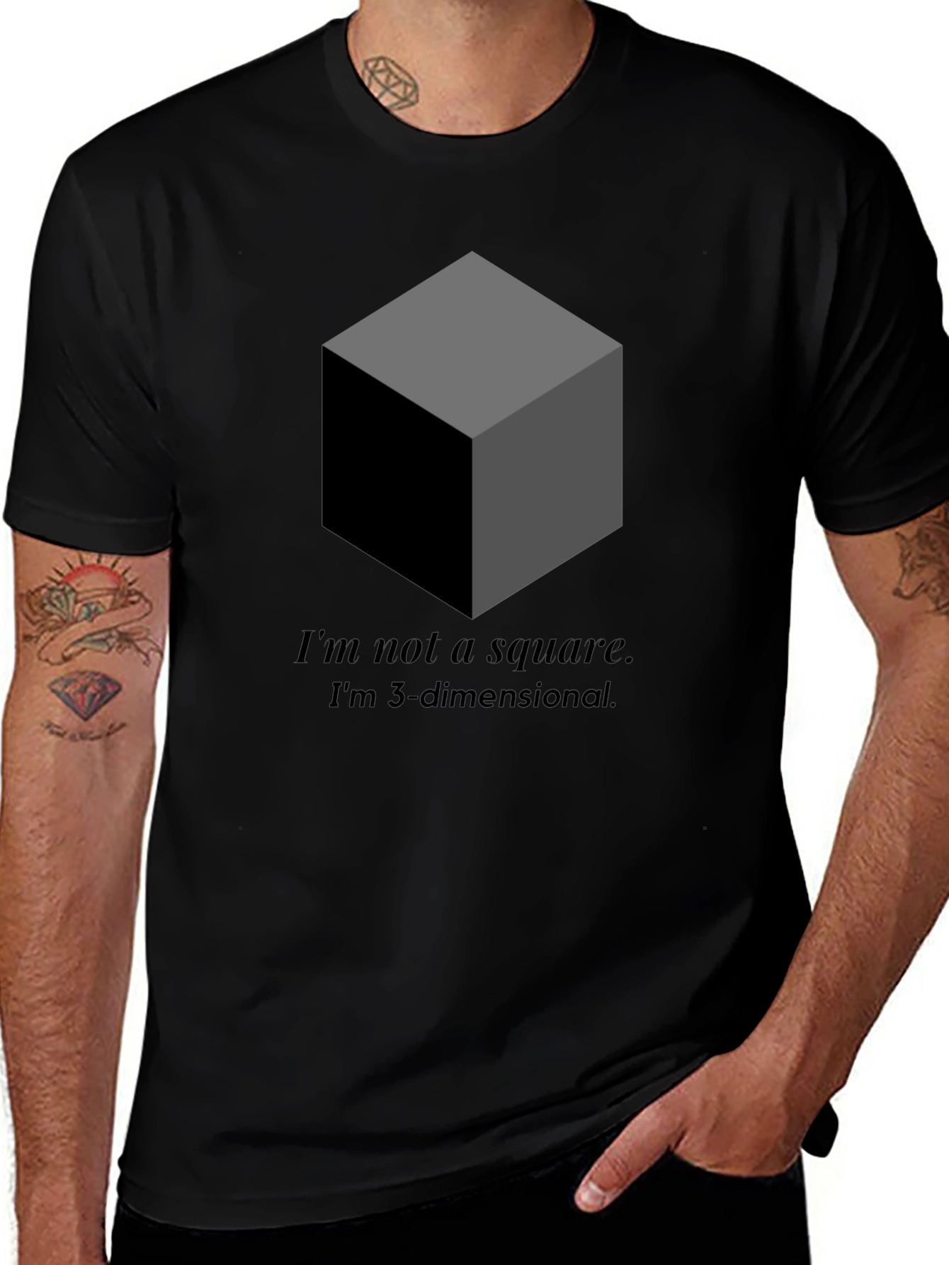 Variant 12 of 3D Cube T-Shirt -  I'm Not A Square Funny Tee