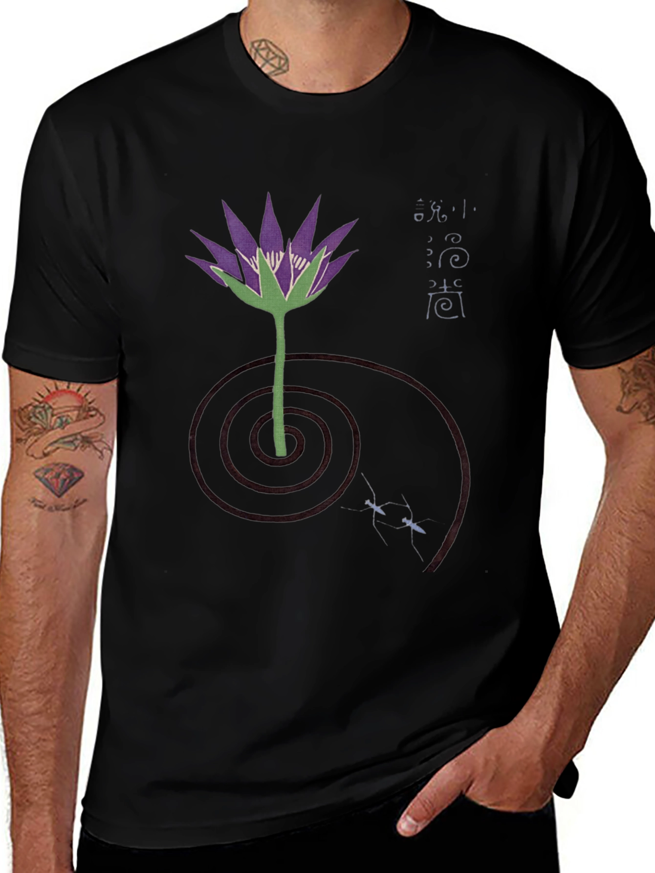 Black Lotus Flower Graphic Tee - Unique Artistic Design main image