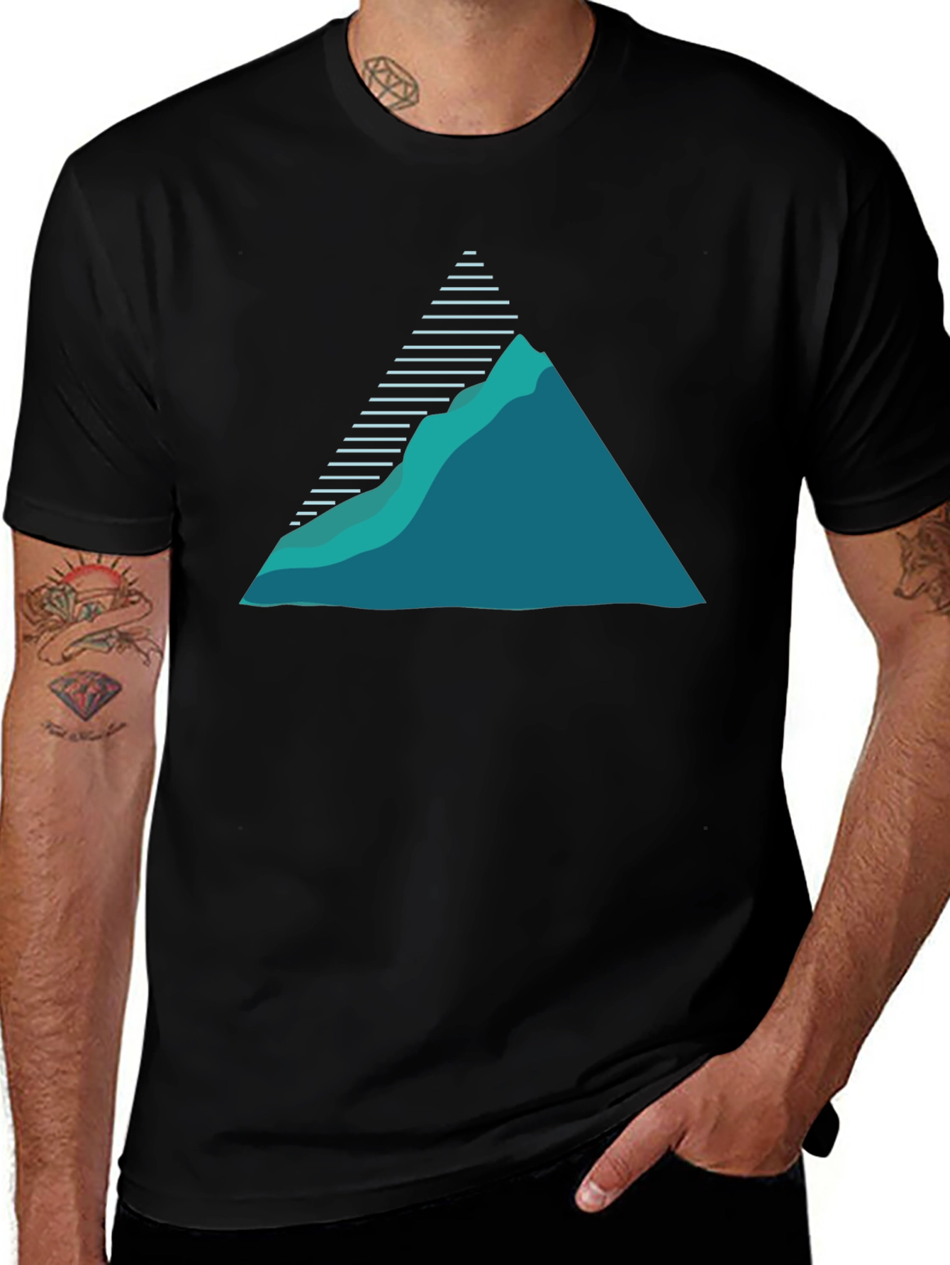 Retro Mountain T-Shirt - Geometric Design