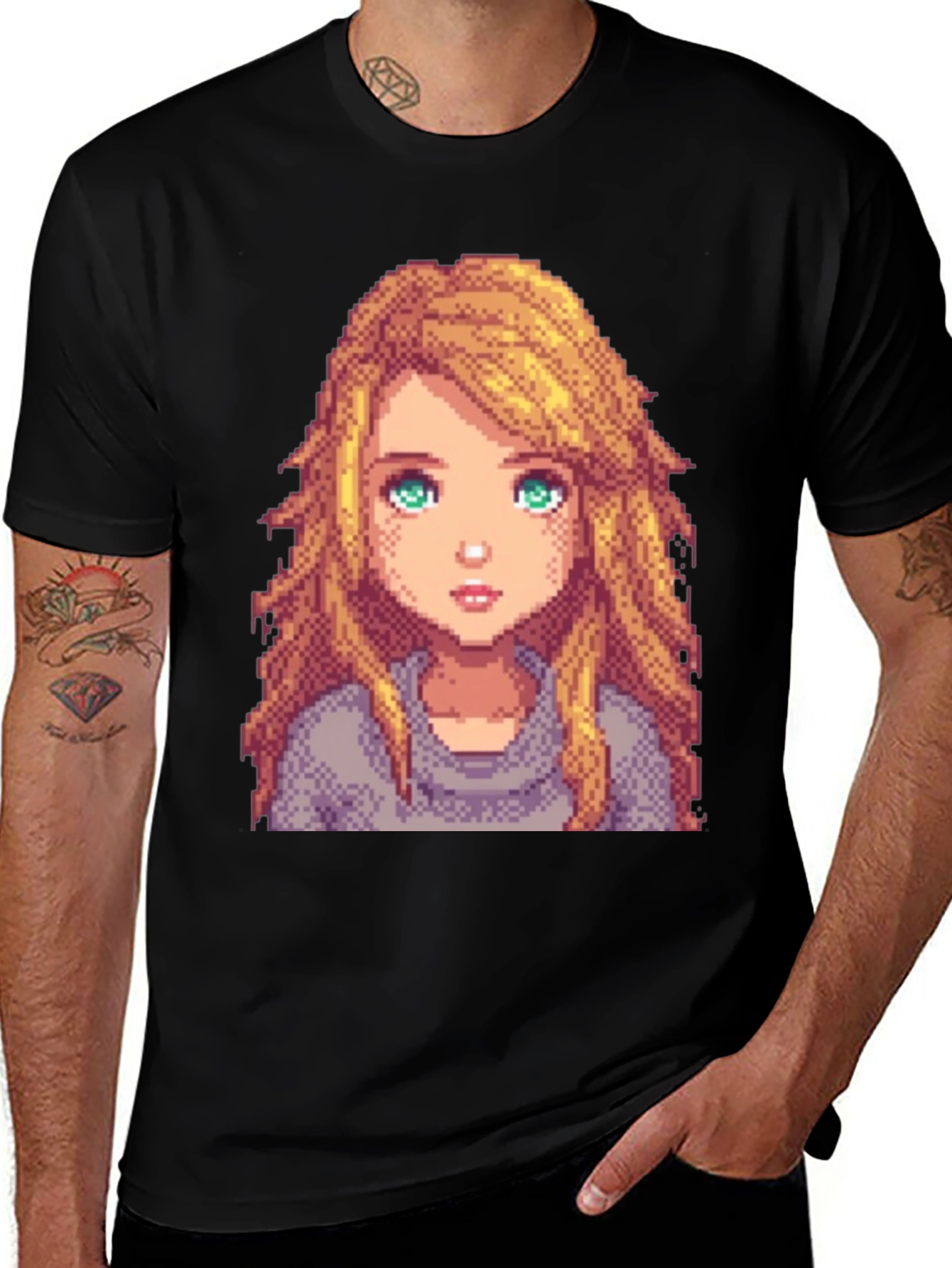 Variant 17 of Pixel Art Girl Graphic T-Shirt
