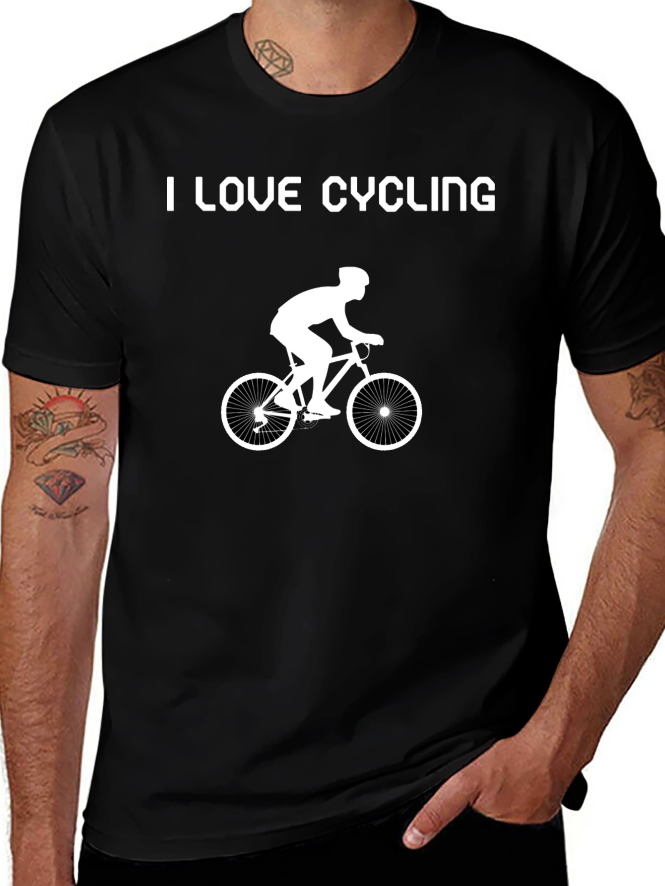 I Love Cycling T-Shirt - Black Graphic Tee for Cyclists