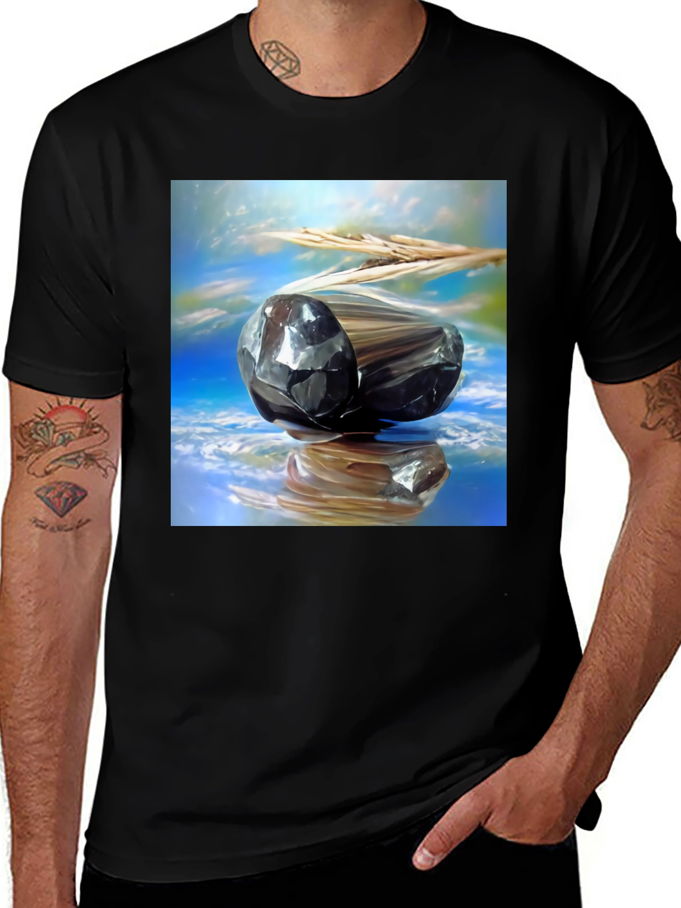 Abstract Stone Reflection Graphic T-Shirt