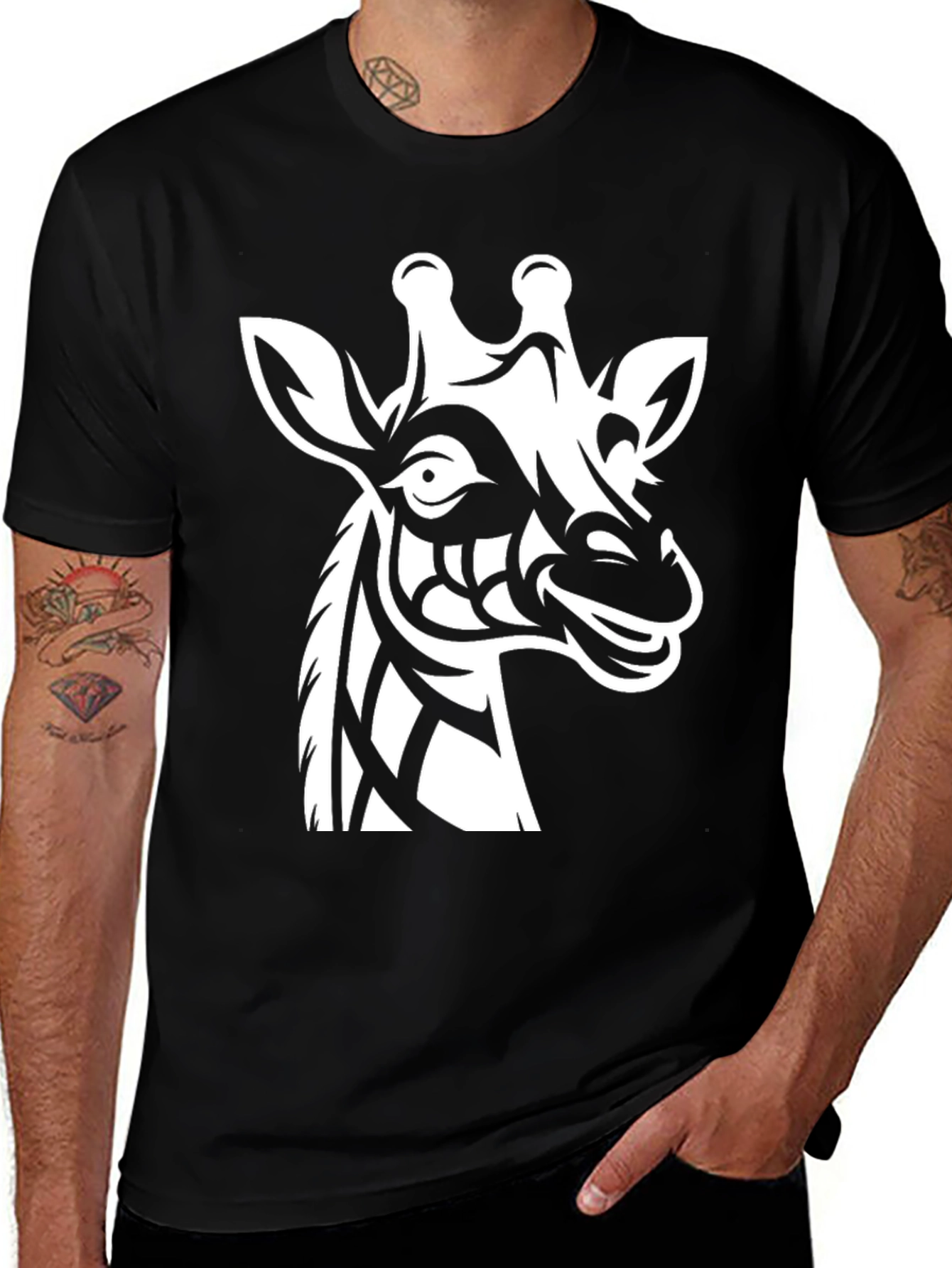 Variant 26 of Giraffe Graphic Print Black T-Shirt