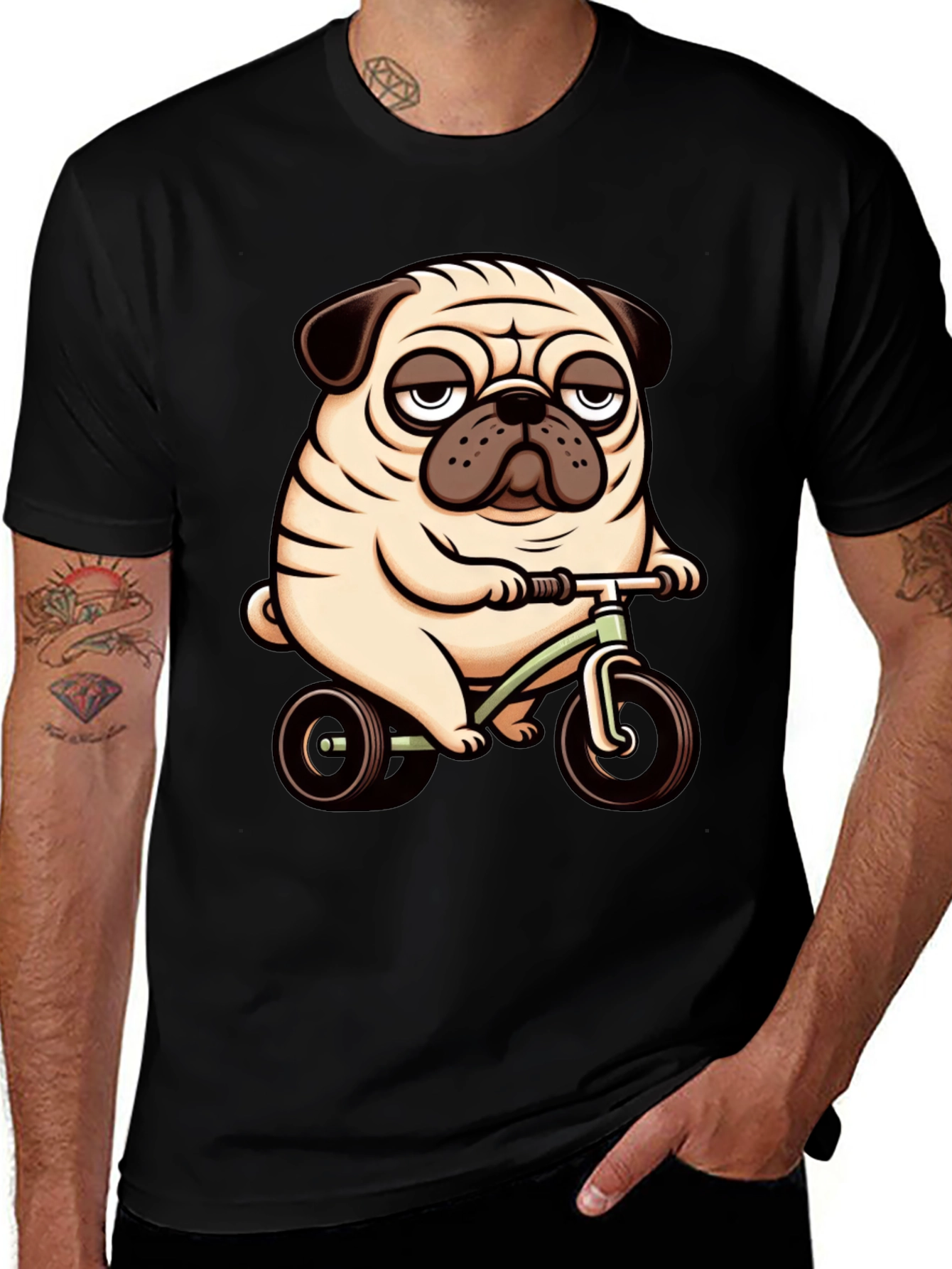 Variant 7 of Pug on Tricycle Graphic T-Shirt - Cute & Unique!