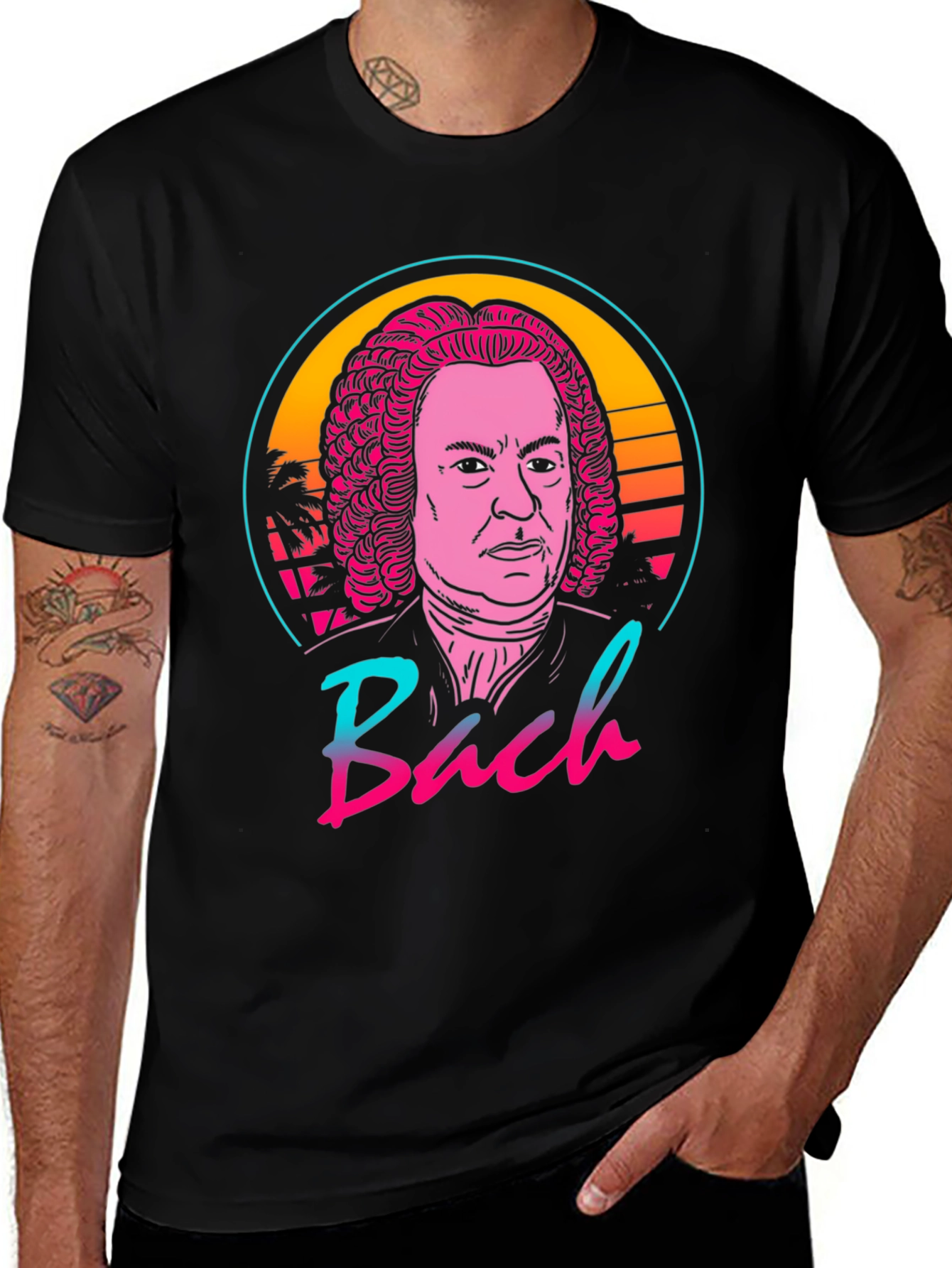 Retro Bach T-Shirt - Vintage Synthwave Style