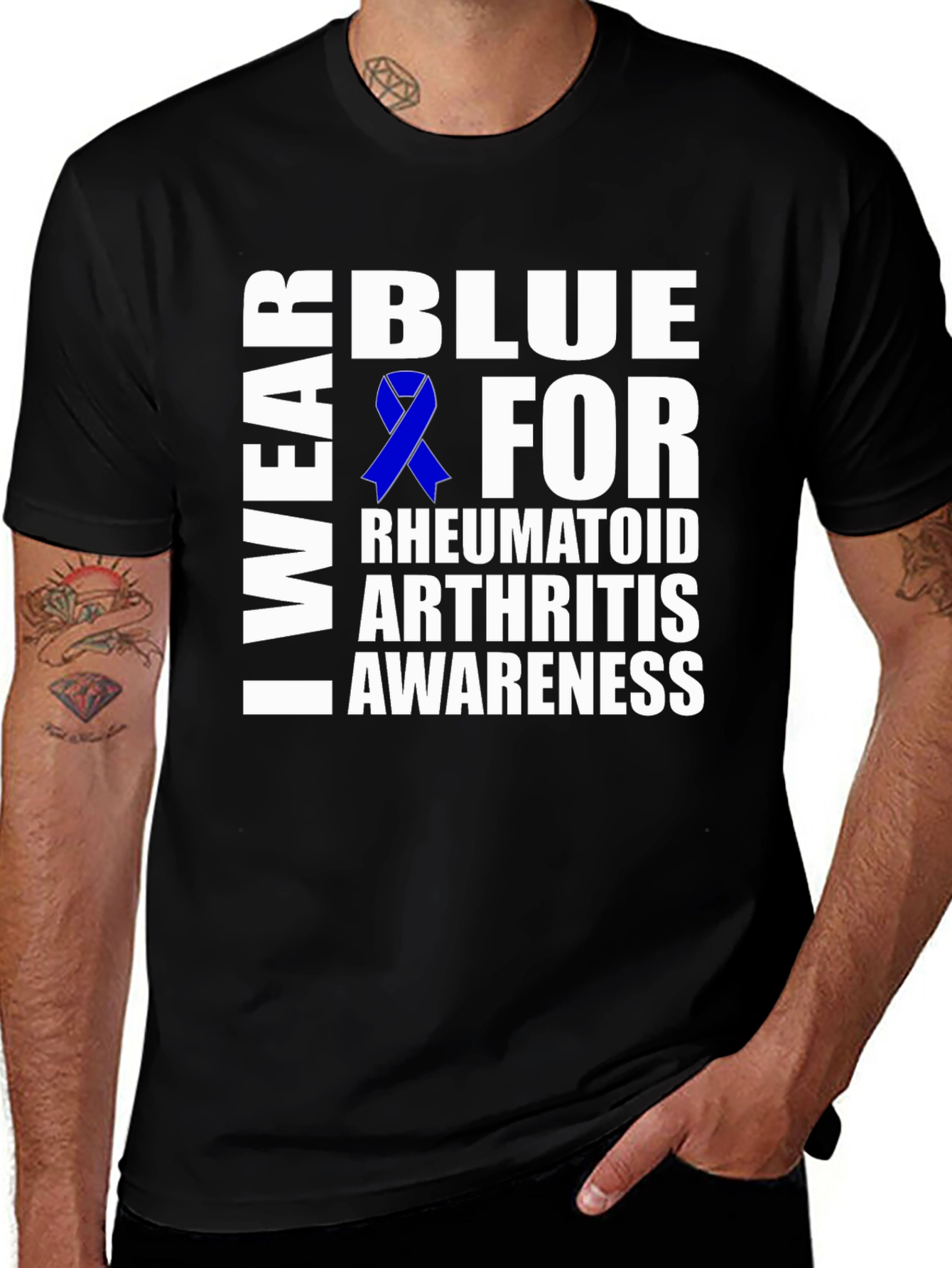Rheumatoid Arthritis Awareness Blue Ribbon T-Shirt