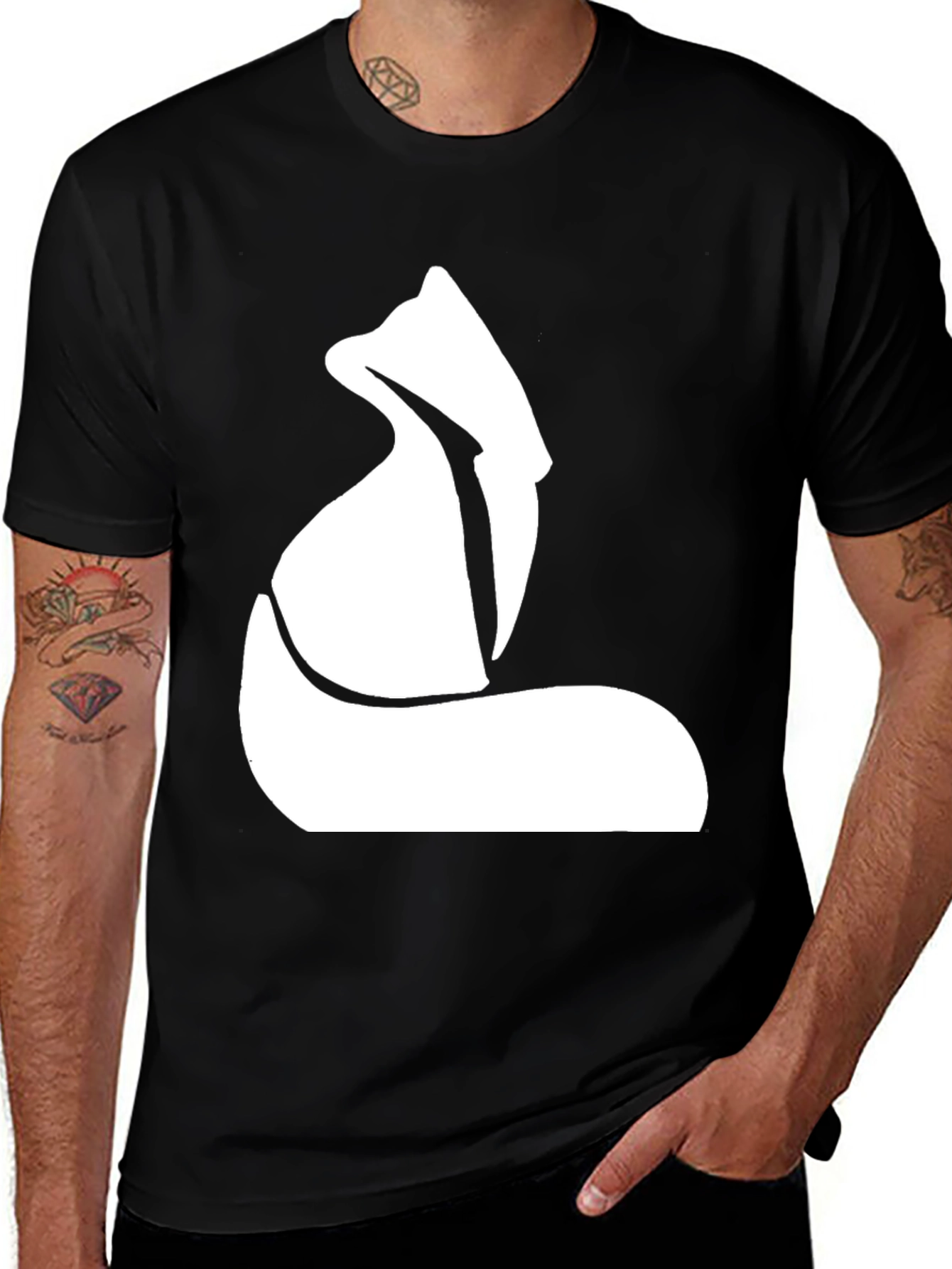 Variant 8 of Minimalist Fox Graphic Tee - Black