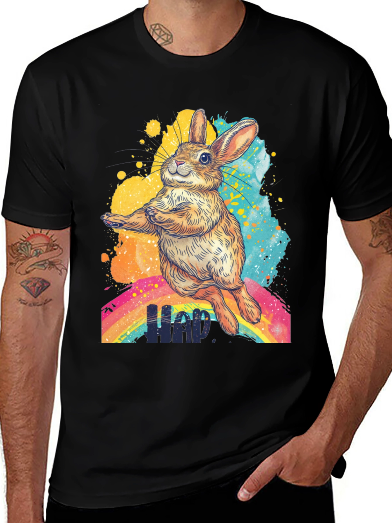Variant 29 of Whimsical Rabbit Graphic Tee - Fun Easter Shirt