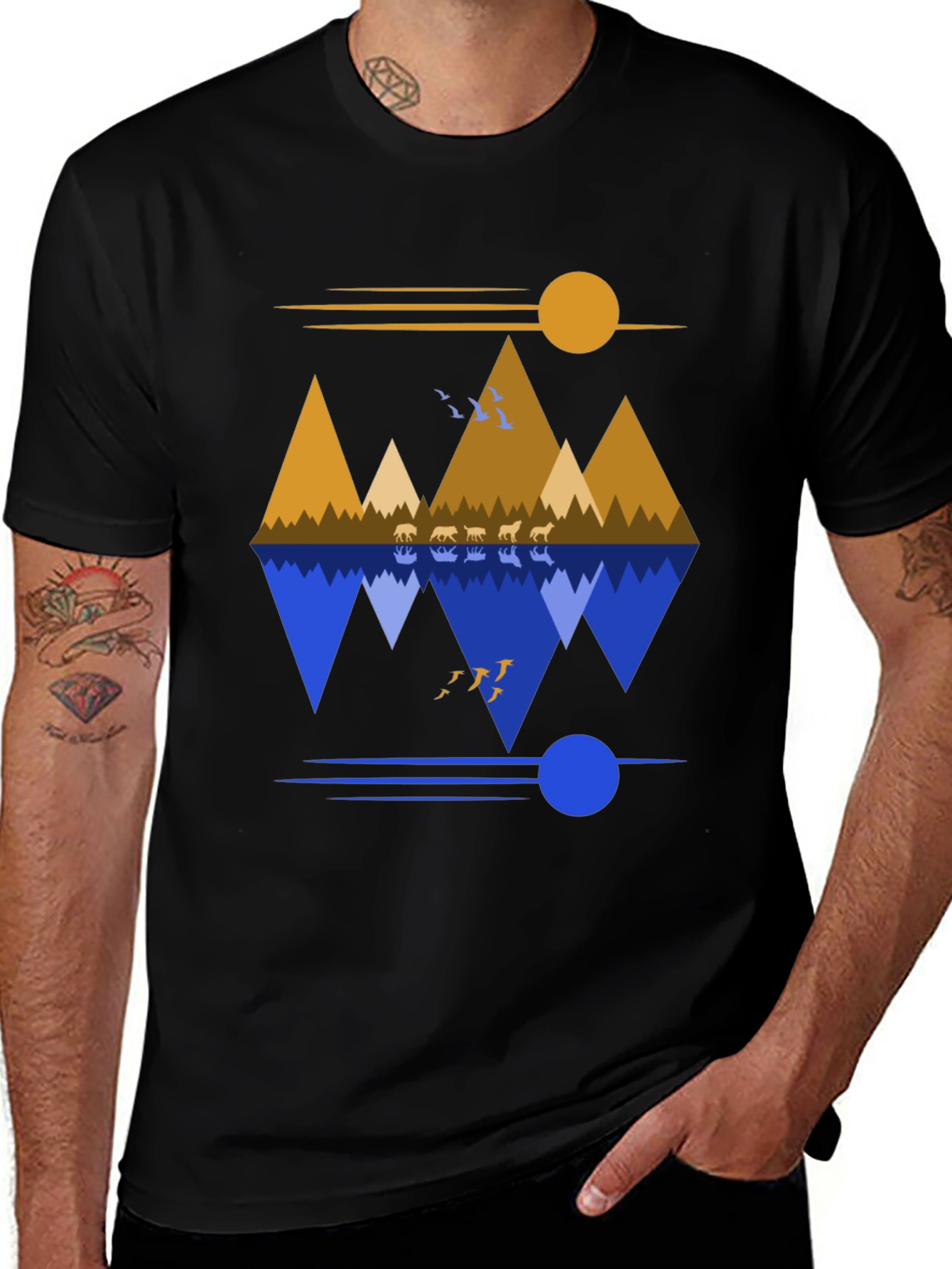 Variant 10 of Mountain Reflection Graphic Tee - Nature Inspired Design