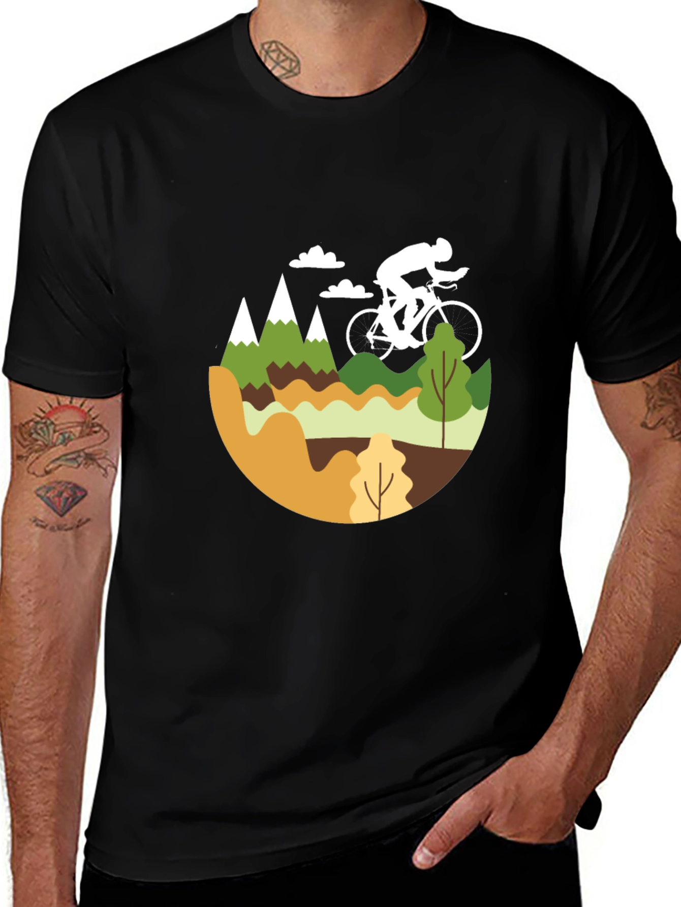 Black Mountain Biking Graphic Tee - Black Cotton Blend main image
