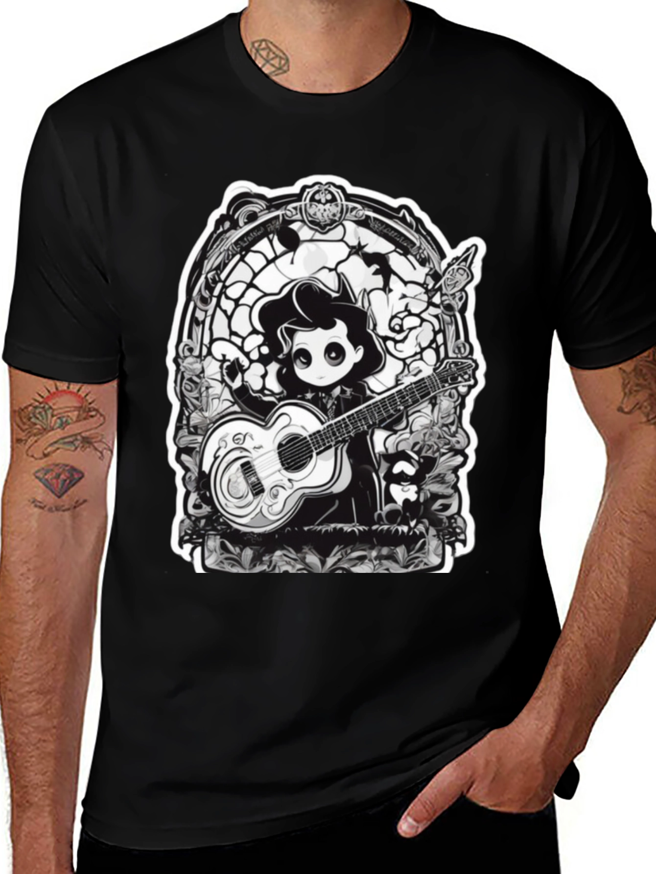 Variant 30 of Gothic Musician Tee - Guitarist Graphic T-Shirt