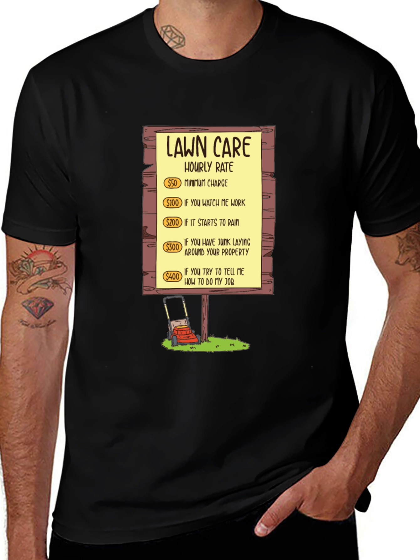 Variant 20 of Lawn Care Hourly Rate Graphic Tee
