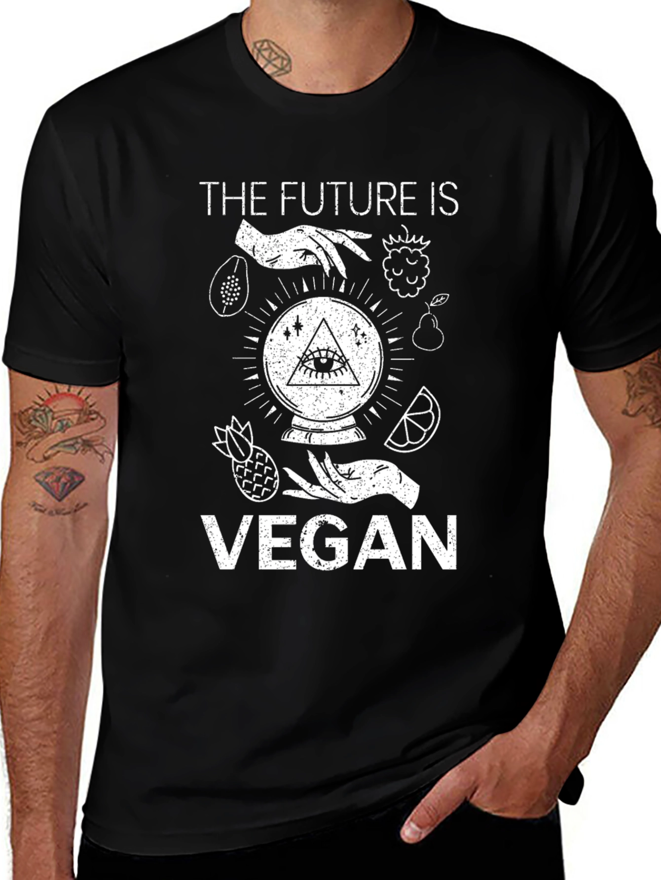 Variant 23 of The Future is Vegan Graphic Tee - Black Cotton Shirt