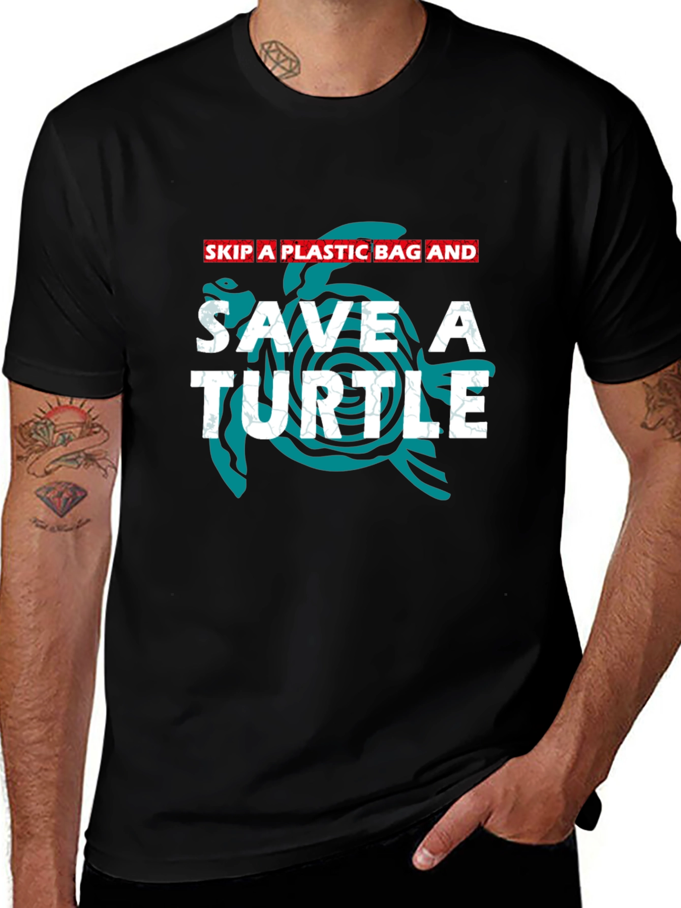 Variant 14 of Save a Turtle Graphic Tee - Skip Plastic Bags