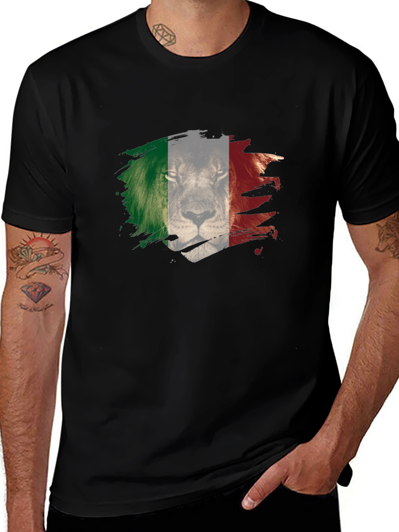 Black Lion Italy Flag Men's T-Shirt main image