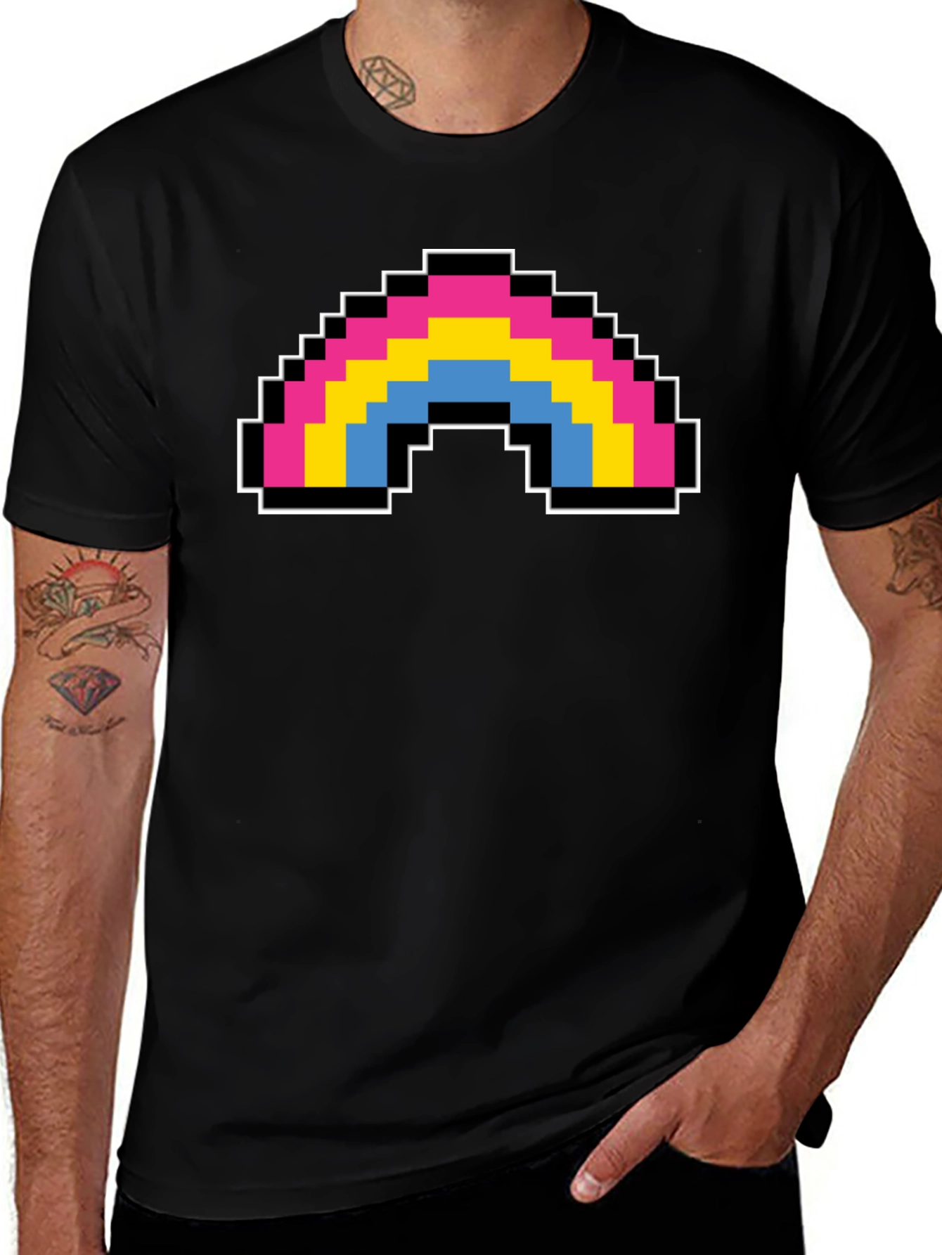 Variant 19 of Pixel Rainbow Graphic T-Shirt - Pride Apparel