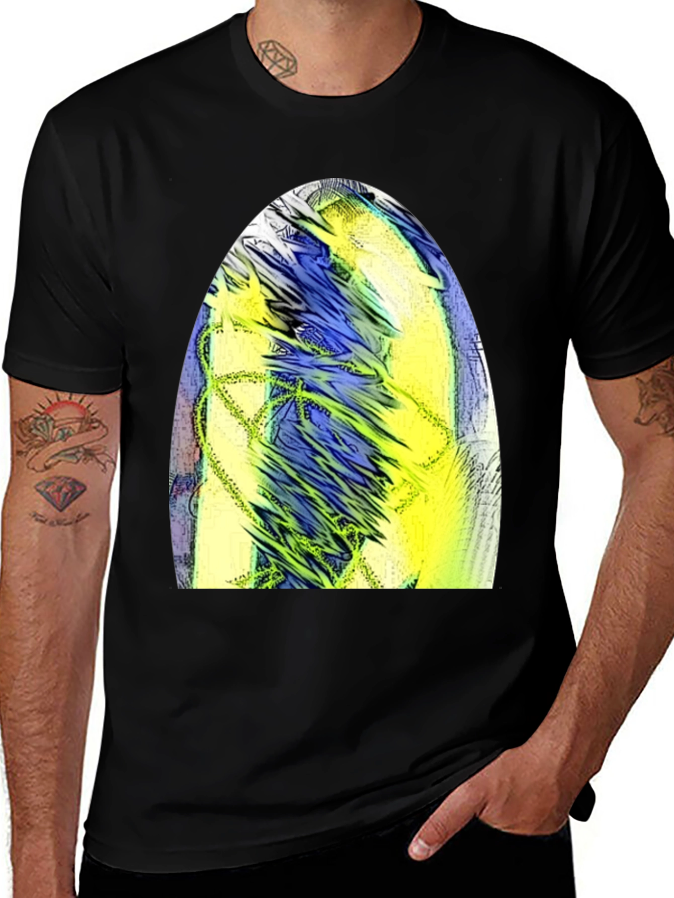 Variant 17 of Abstract Graphic Print Black T-Shirt