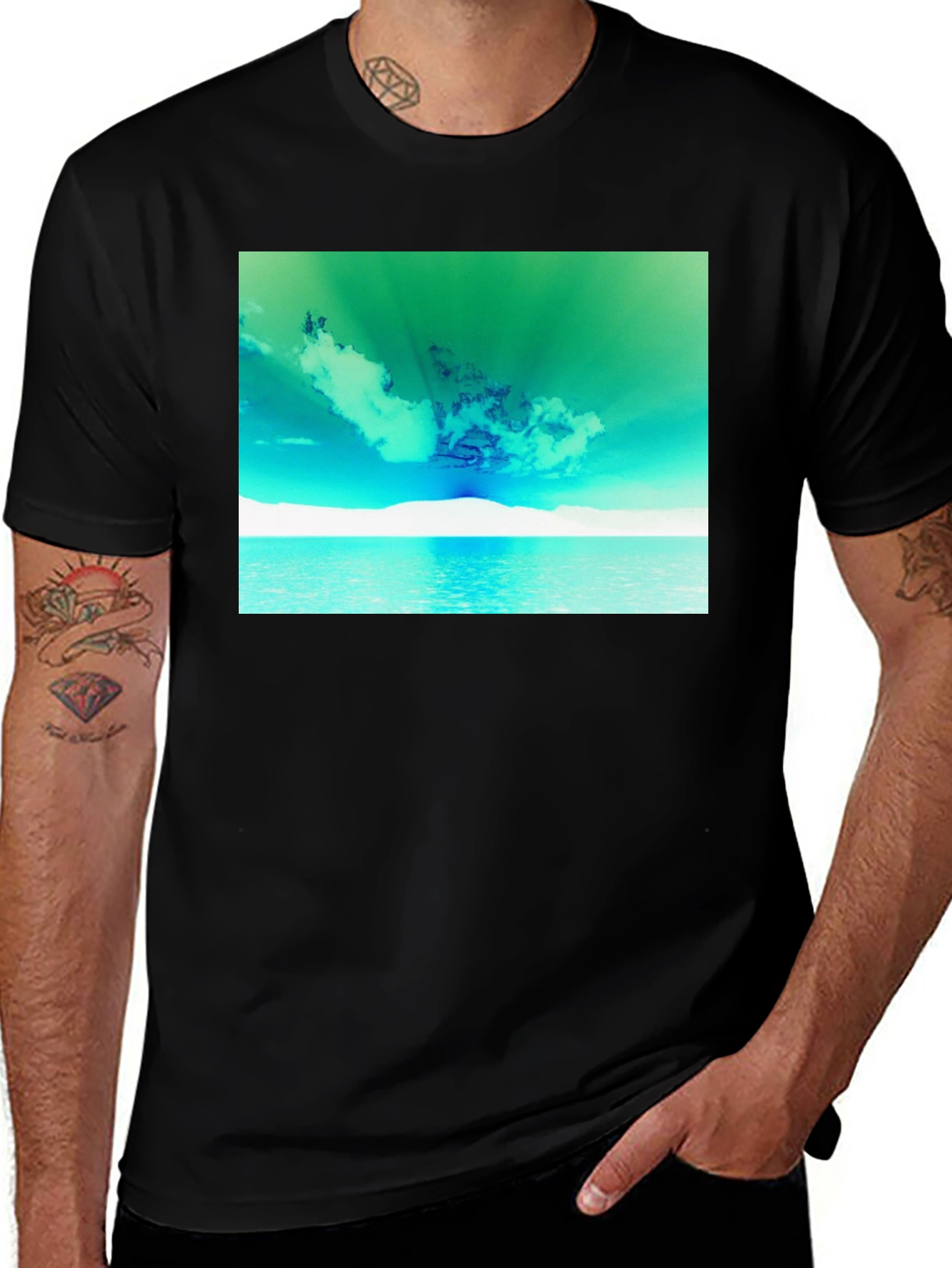 Variant 11 of Vibrant Sky & Sea Graphic Tee - Black