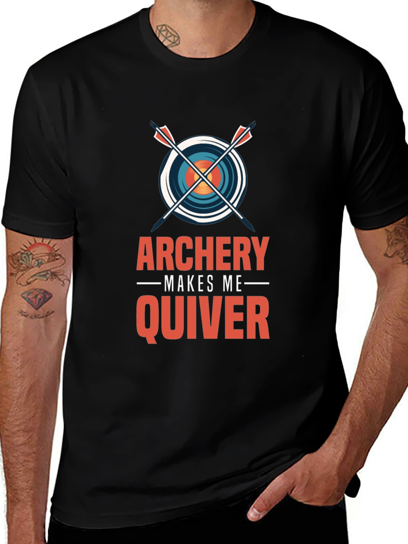 Variant 14 of Archery Makes Me Quiver Black T-Shirt