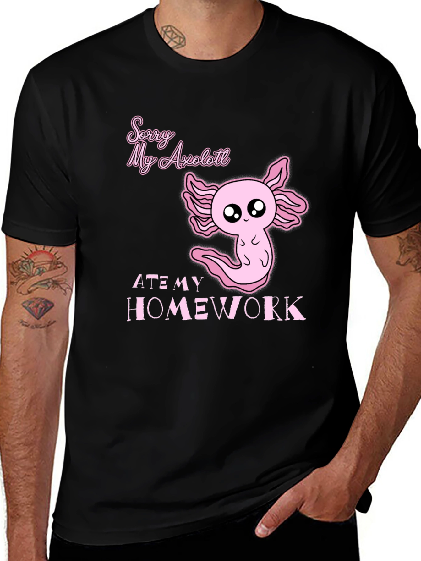 Variant 7 of Axolotl Ate My Homework Funny Graphic T-Shirt