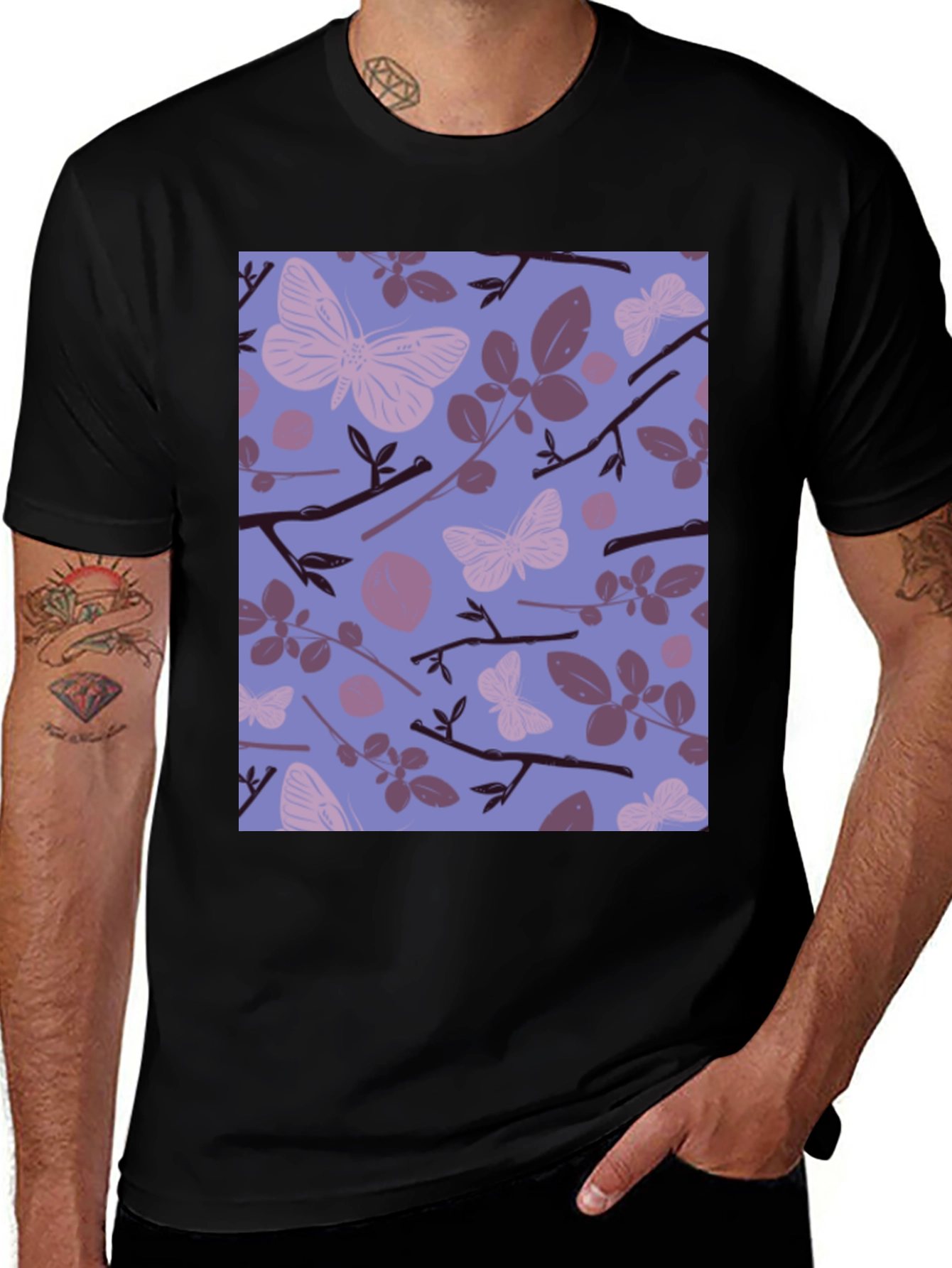 Variant 21 of Butterfly Patterned Black T-Shirt