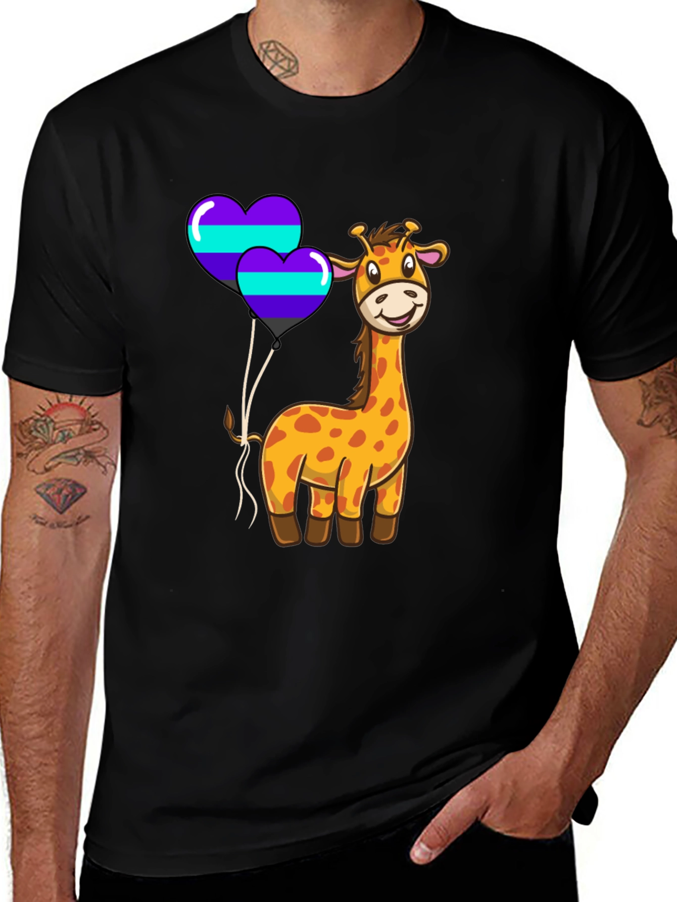 Variant 8 of Giraffe & Heart Balloons Graphic Tee