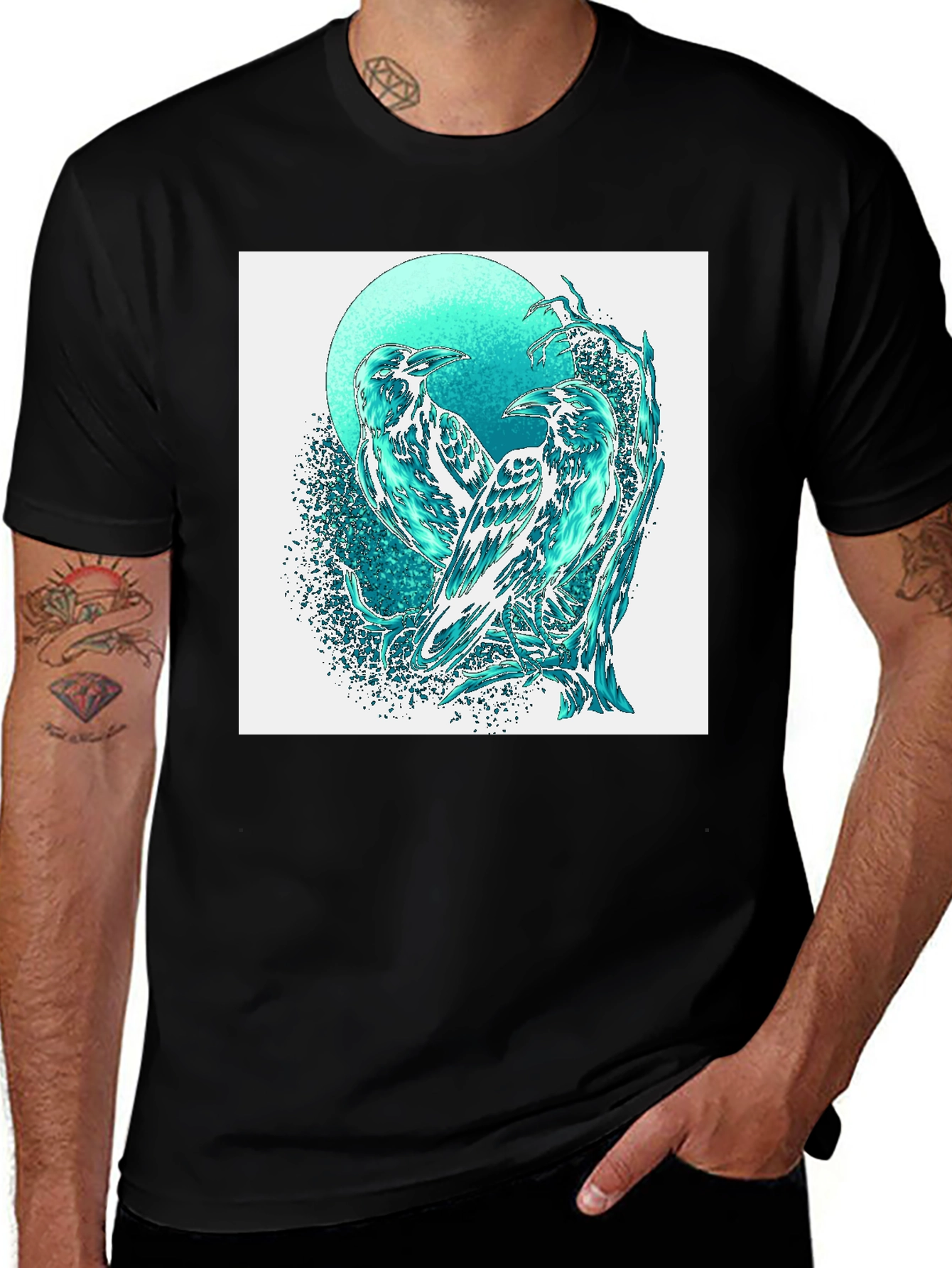 Variant 25 of Raven Graphic Tee - Stylish Bird Art T-Shirt