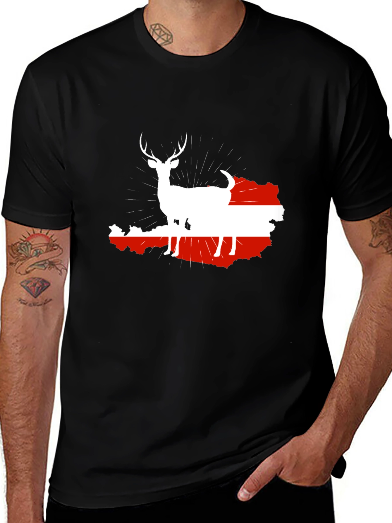 Variant 2 of Austria Deer Silhouette T-Shirt - Black