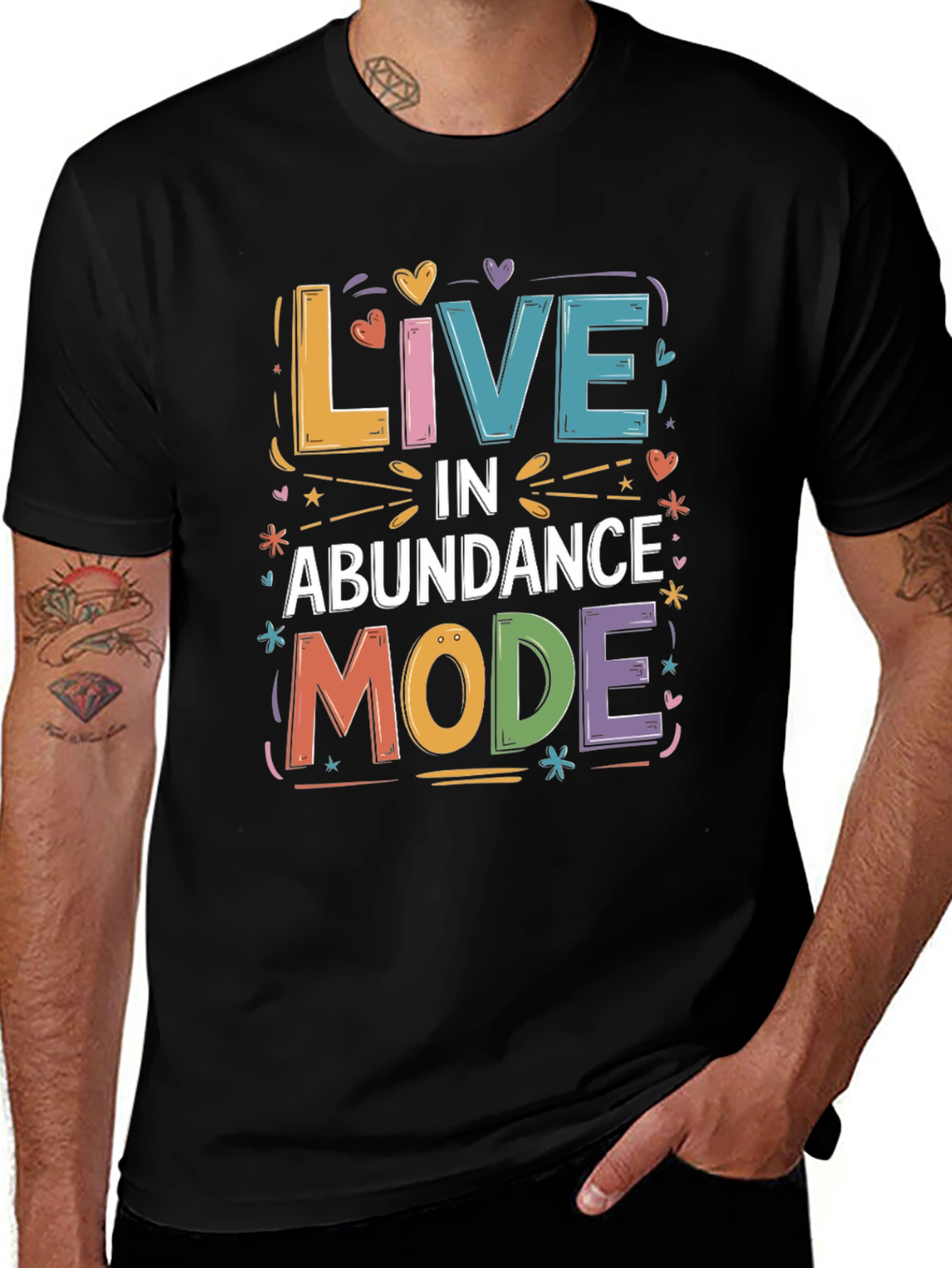 Variant 23 of Live in Abundance Mode Black Graphic Tee