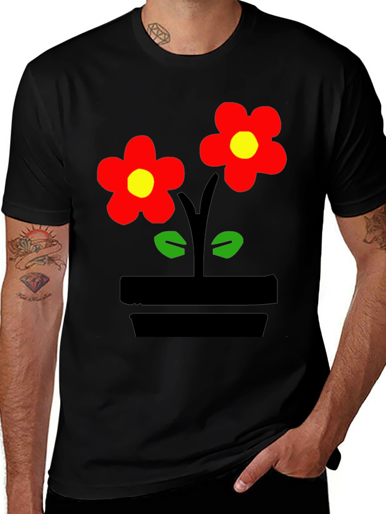 Variant 23 of Flower Power Black T-Shirt