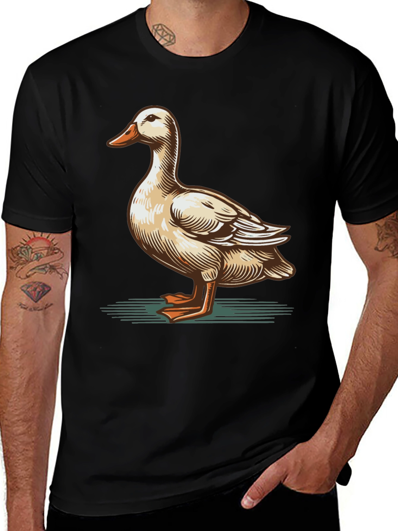 Variant 7 of Duck Graphic Tee - Mens Casual Black T-Shirt