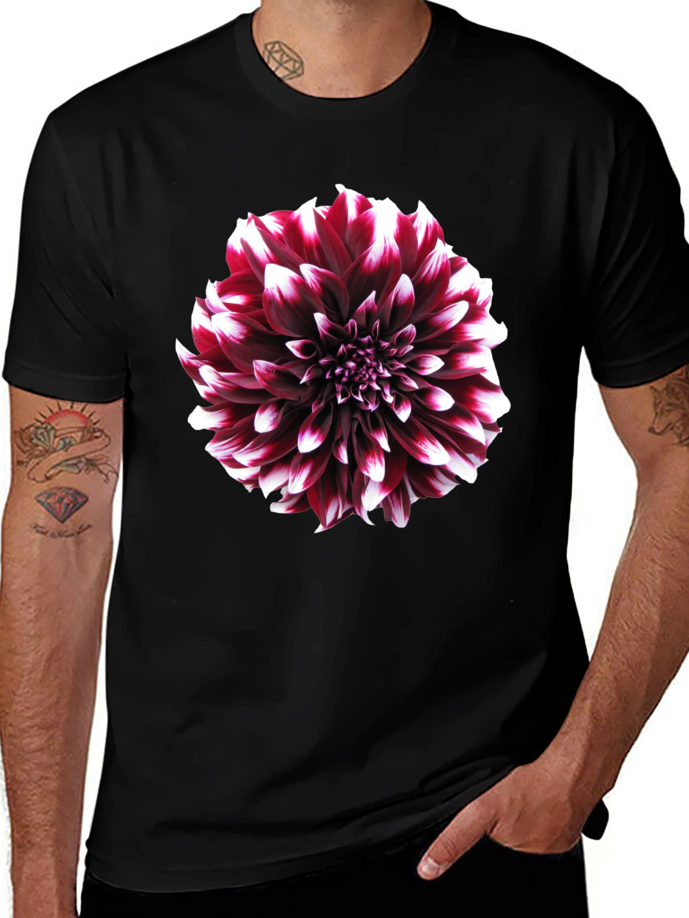 Variant 7 of Floral Print Black T-Shirt