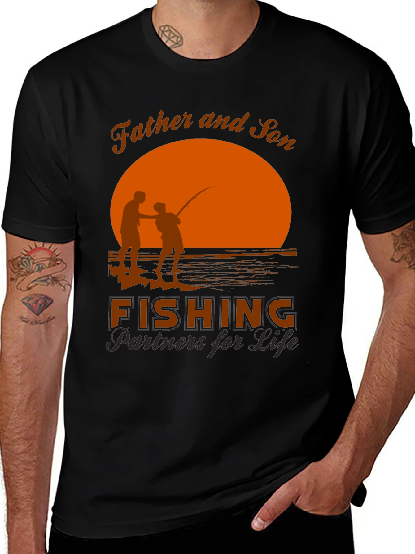 Variant 24 of Father & Son Fishing Partners Black Graphic Tee