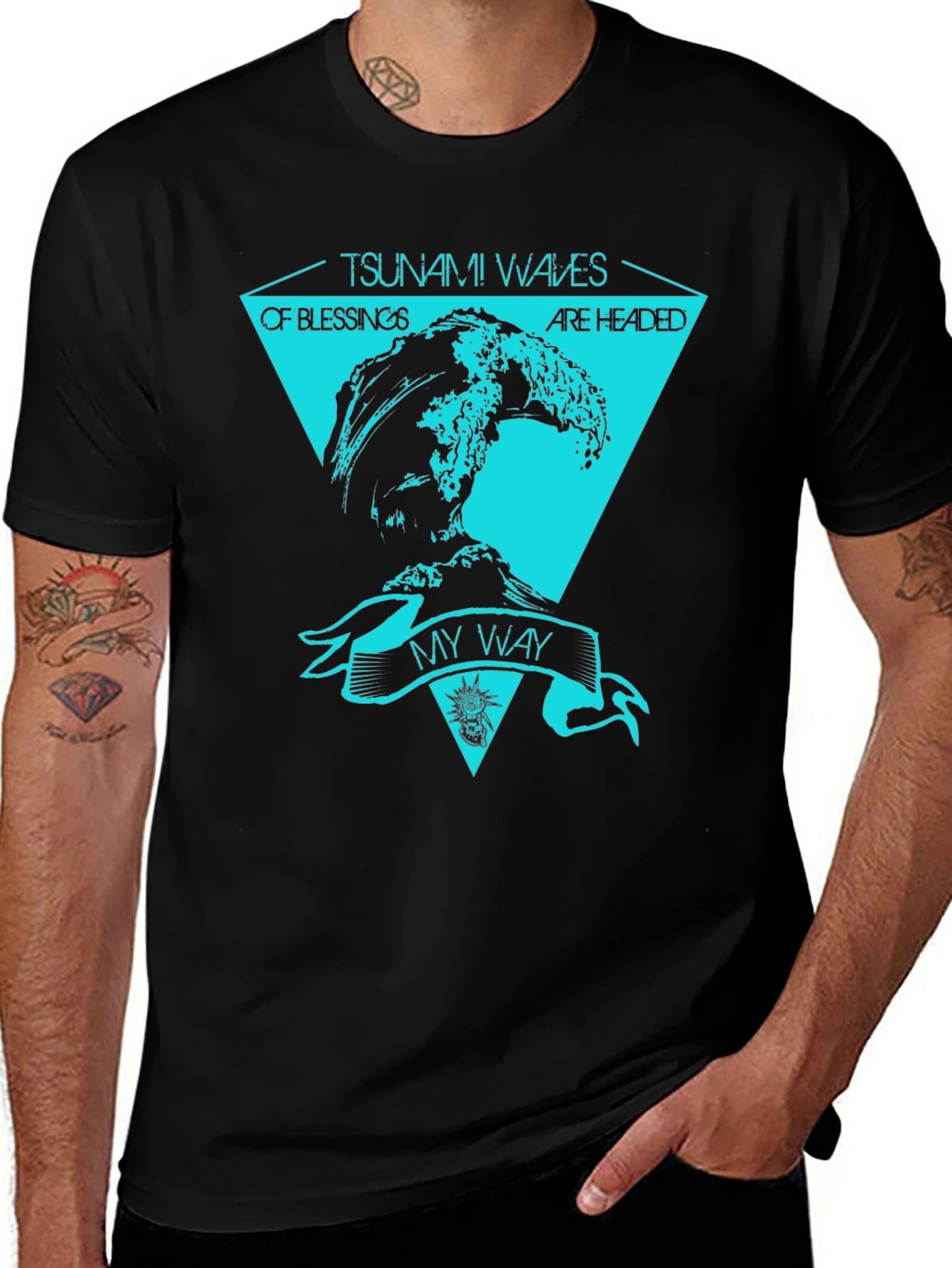Variant 18 of Tsunami Waves Graphic T-Shirt - Black Cotton Tee