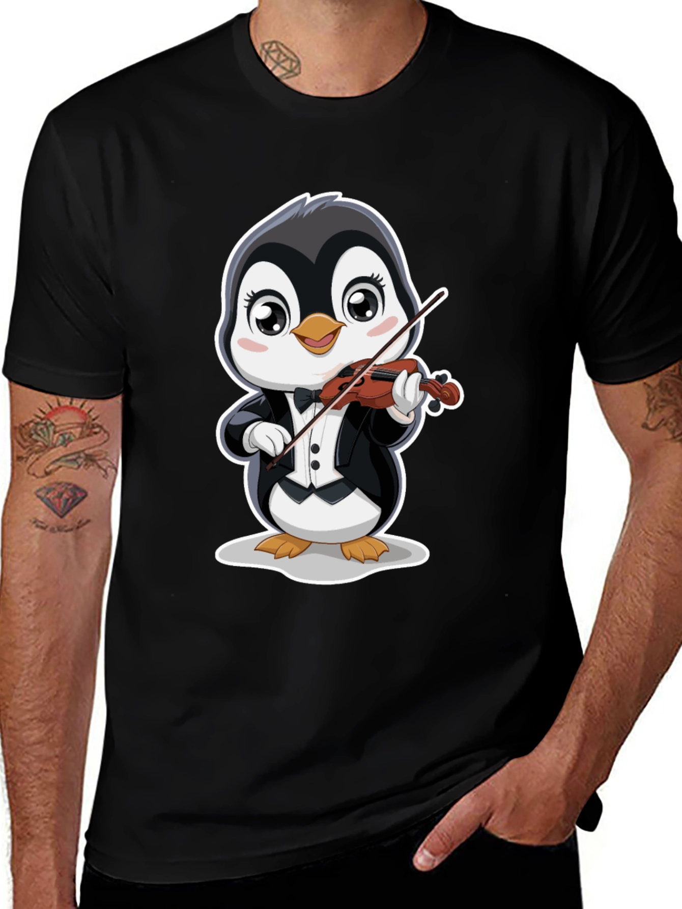 Variant 13 of Penguin Violinist T-Shirt - Black