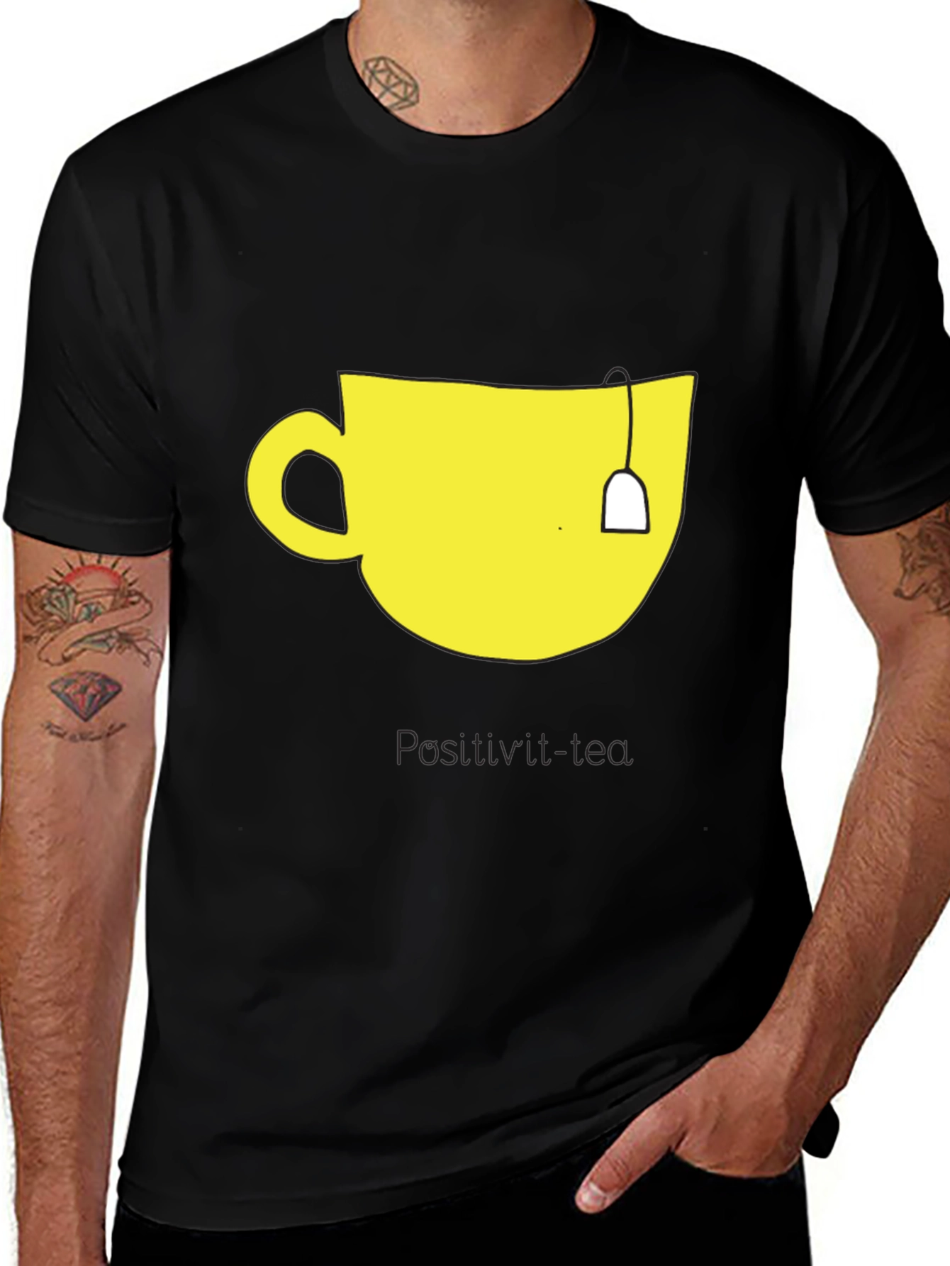 Variant 10 of Teacup Graphic Tee - Men's Black Cotton T-Shirt