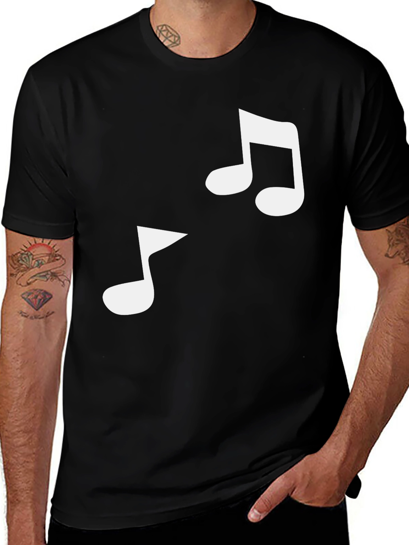 Variant 23 of Music Note Graphic Black T-Shirt