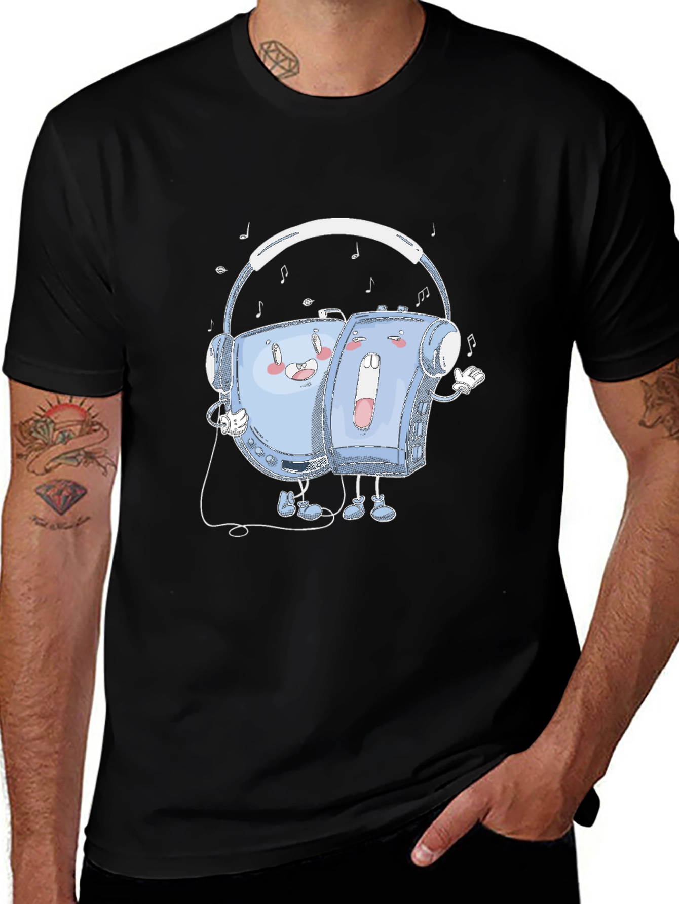 Variant 19 of Retro Music T-Shirt: Audio Cassette Player & Headphones
