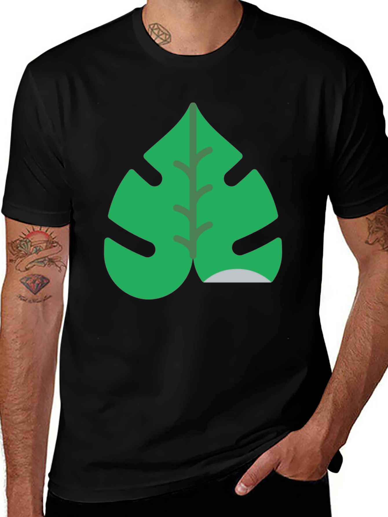 Variant 8 of Tropical Monstera Leaf Black T-Shirt