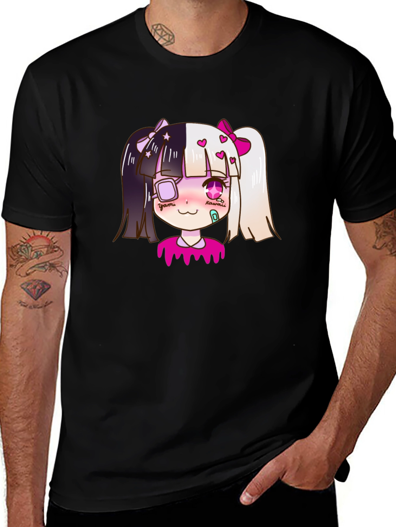 Variant 2 of Kawaii Manga Girl Black T-Shirt