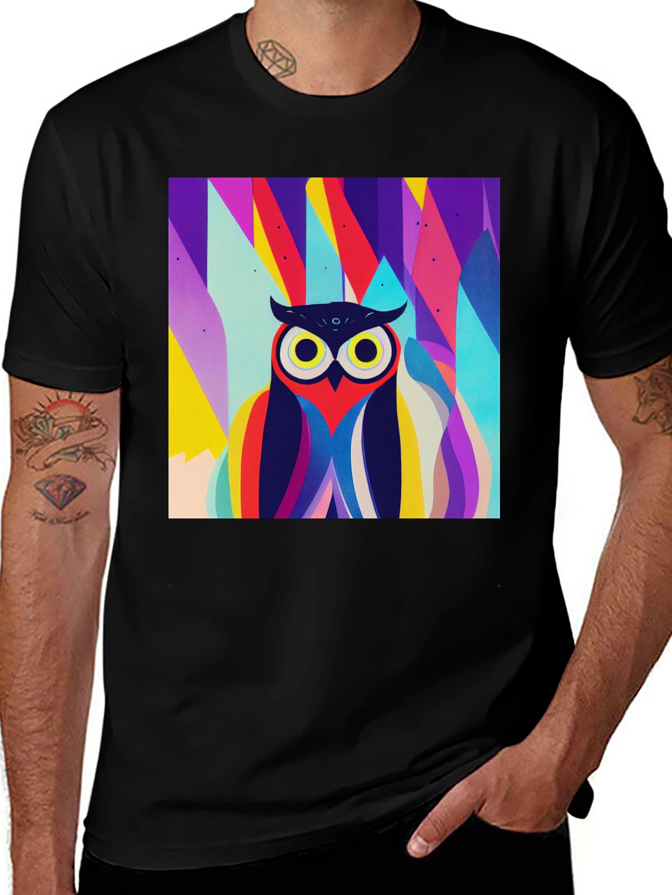 Variant 6 of Owl Pattern Graphic Tee