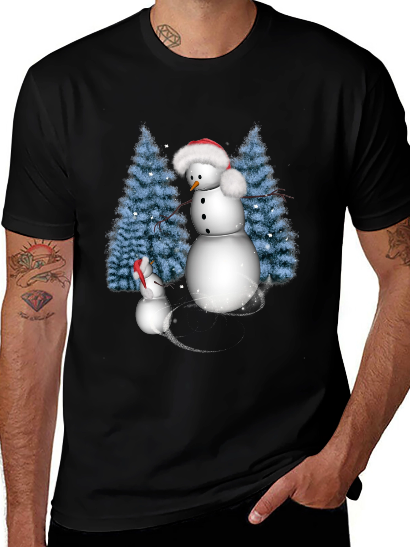 Variant 8 of Snowman Family Holiday T-Shirt
