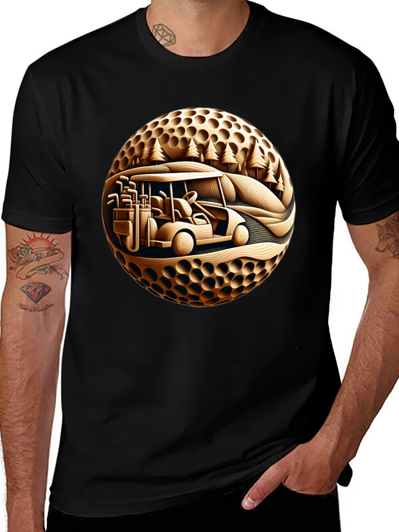 Variant 8 of Golf Cart Graphic Tee - Novelty Golf Ball Design