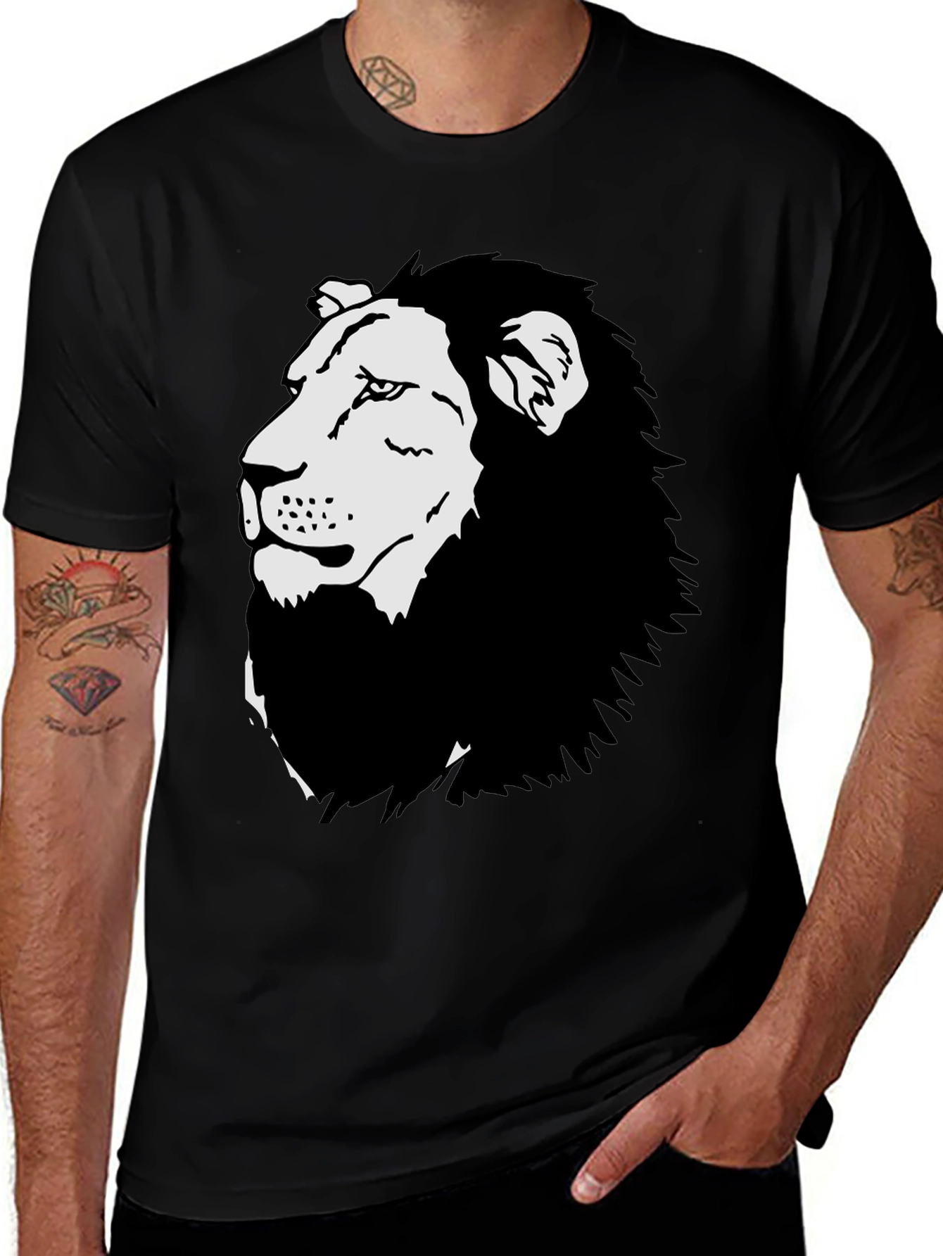 Variant 15 of Lion Graphic T-Shirt - Black Cotton Tee for Men