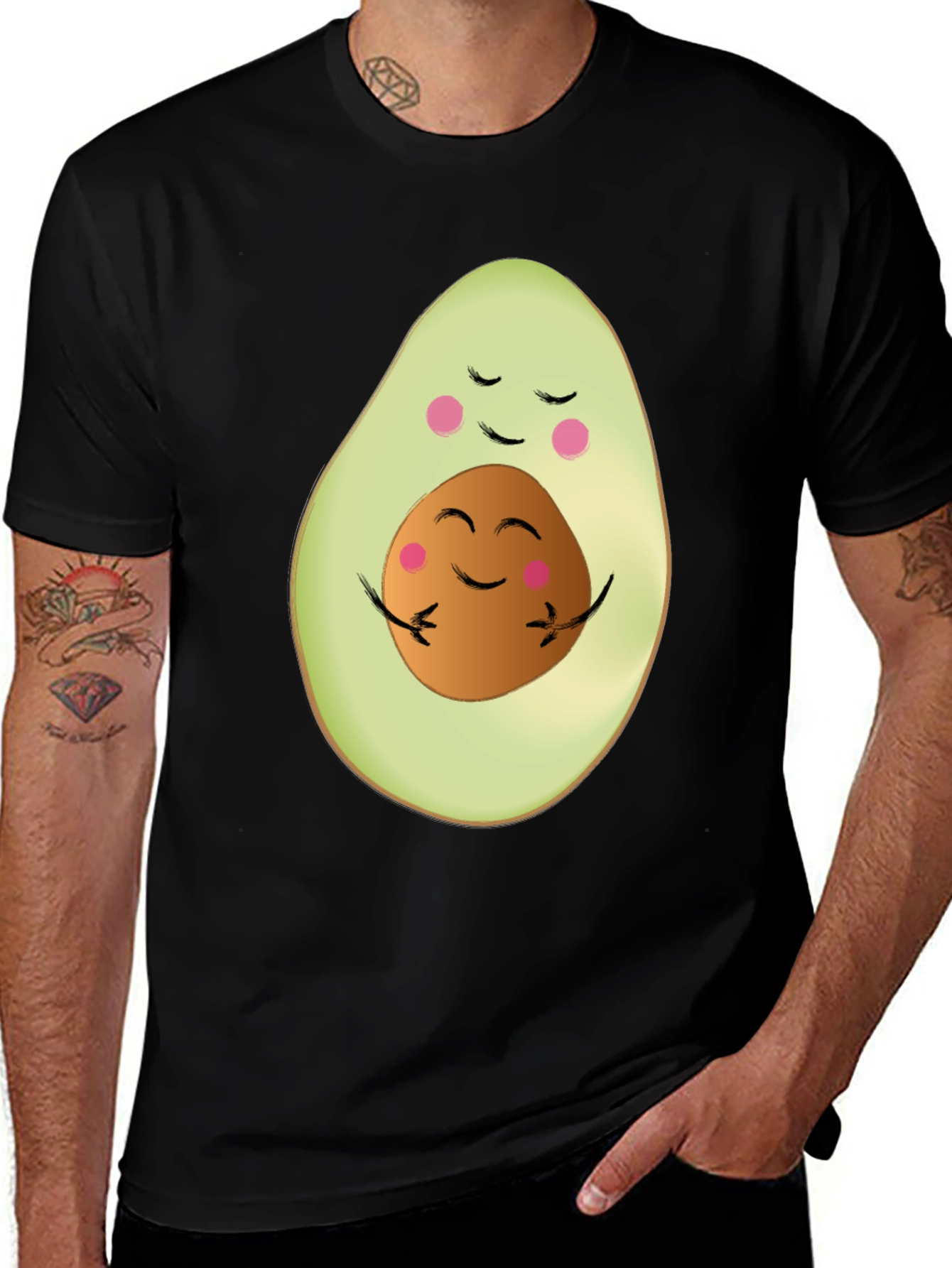 Variant 14 of Cute Avocado Family Graphic Tee - Black