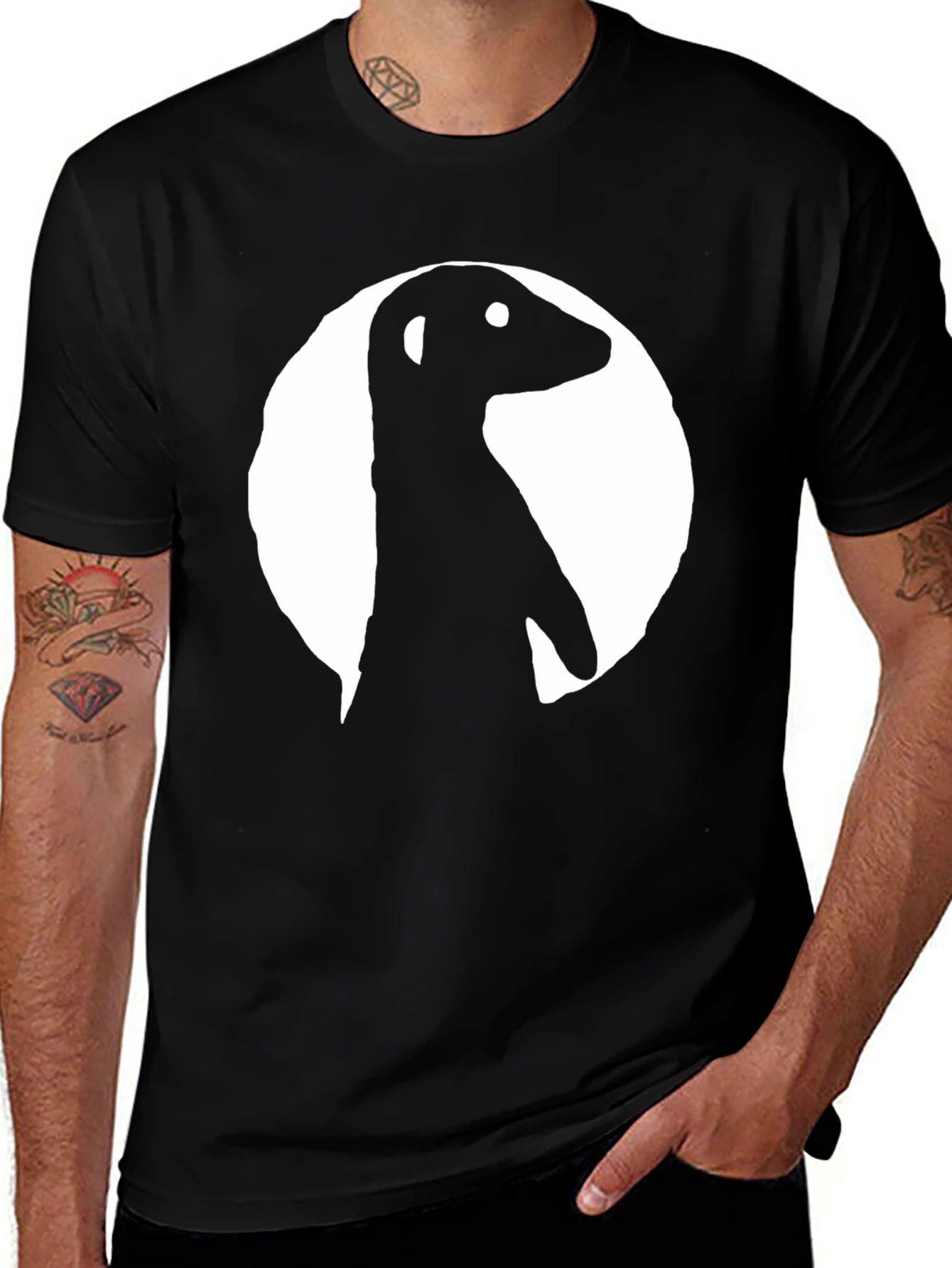 Variant 20 of Meerkat Silhouette Graphic Black Tee
