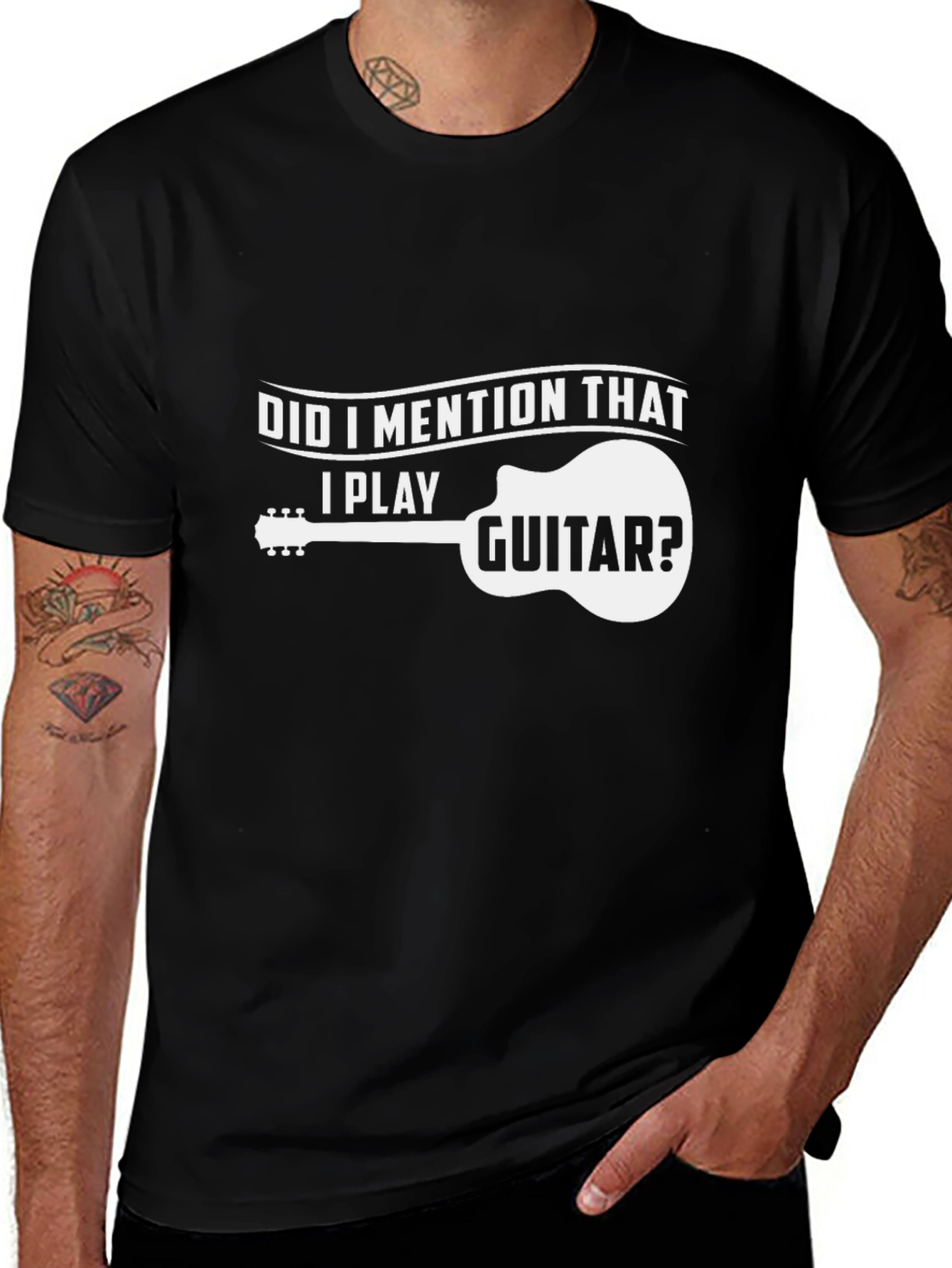 Variant 6 of I Play Guitar Graphic T-Shirt - Black