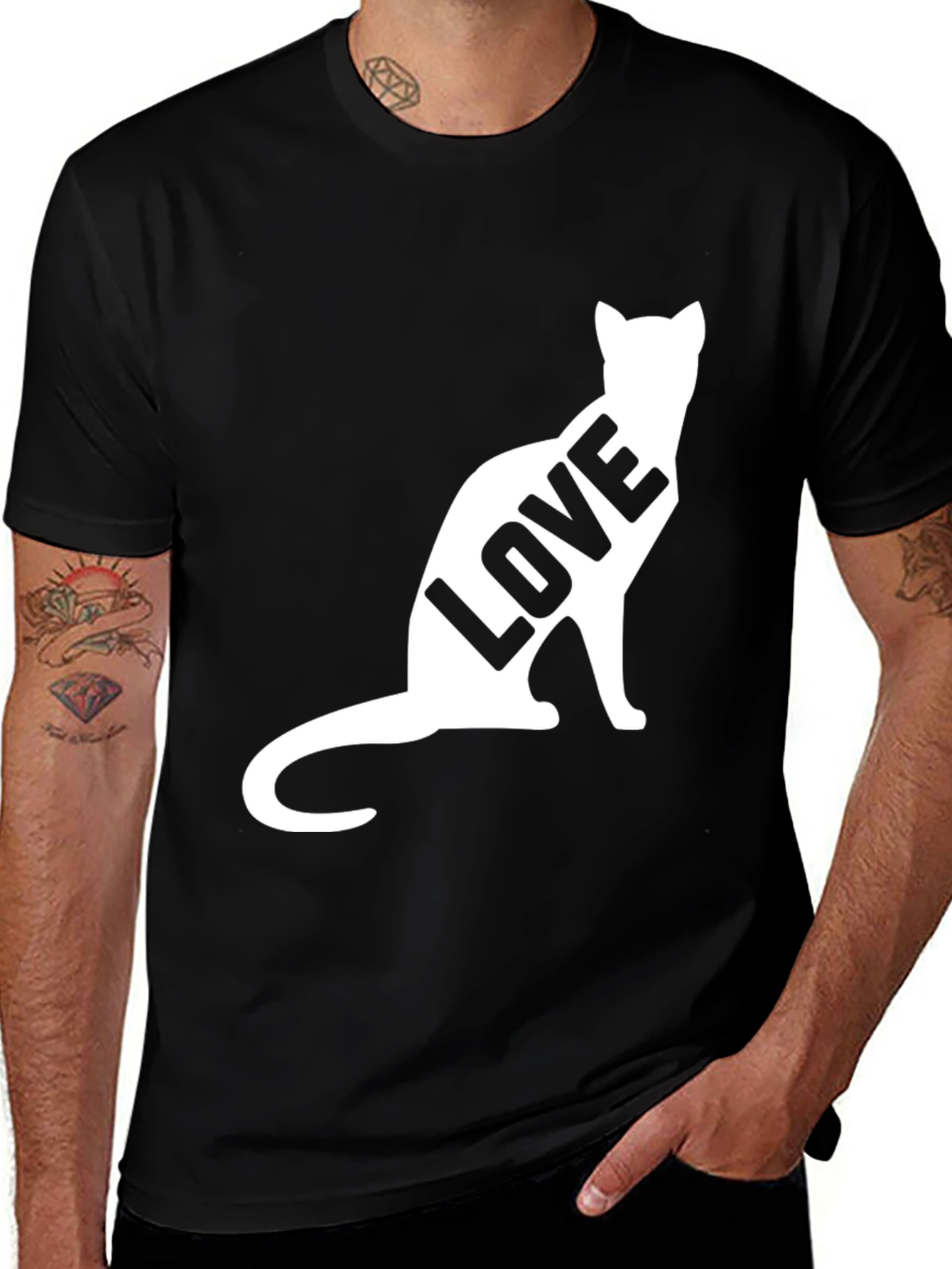 Variant 28 of Black Cat Love T-Shirt - Stylish & Comfortable