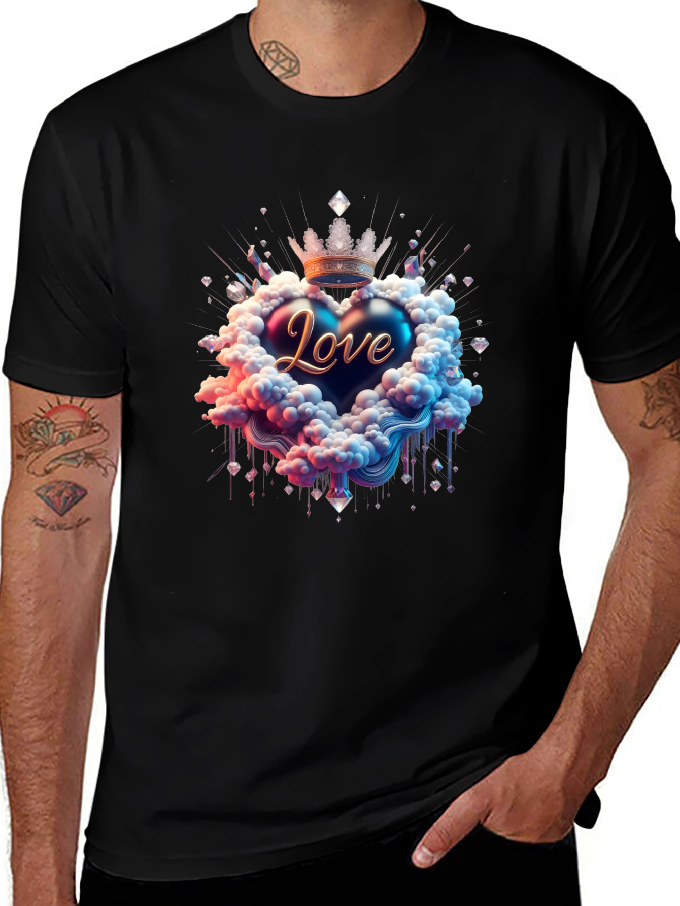 Variant 17 of Love Heart Crown Graphic Tee - Black